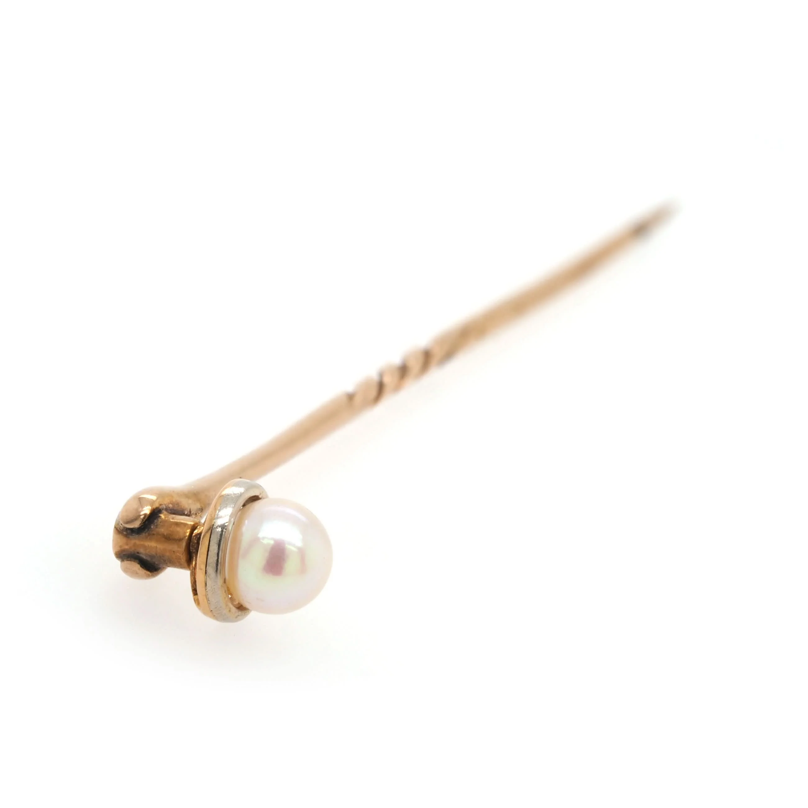 15ct Yellow Gold and Platinum-Set Pearl on 9ct Yellow Gold Pin - Image 2