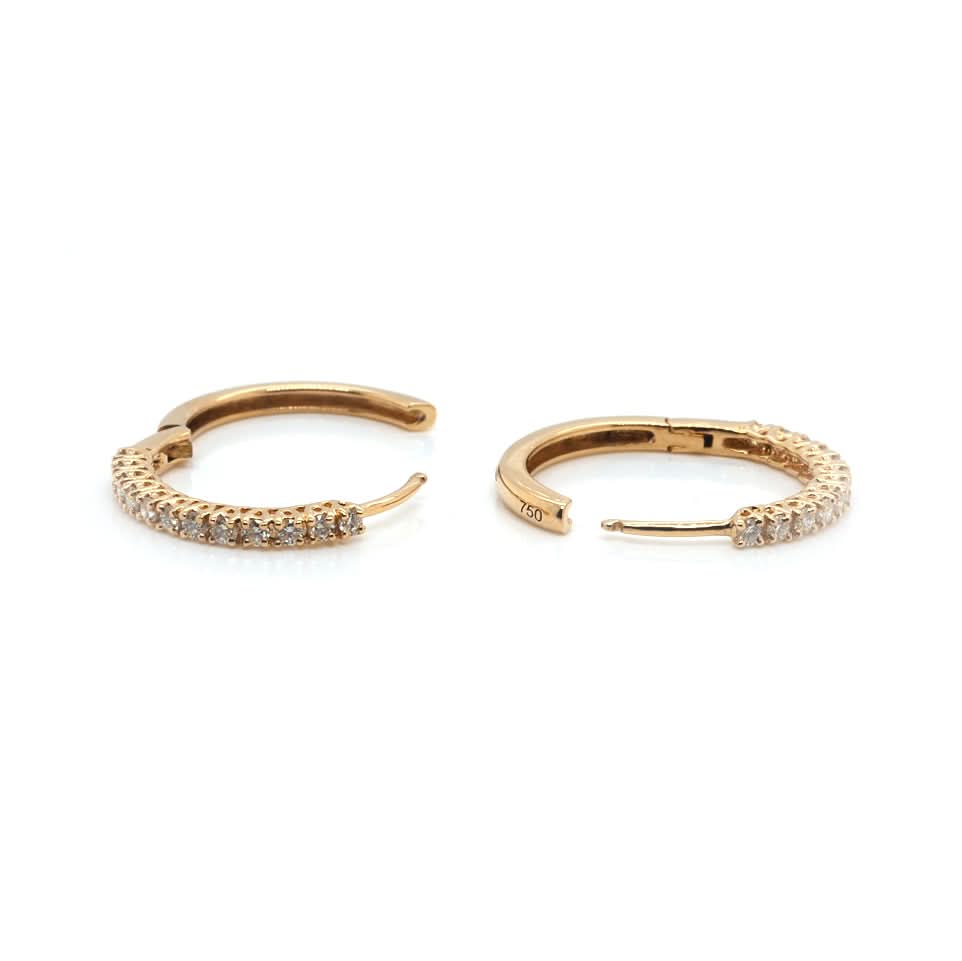 18ct Gold Diamond Hinged Huggie Earrings - Image 2