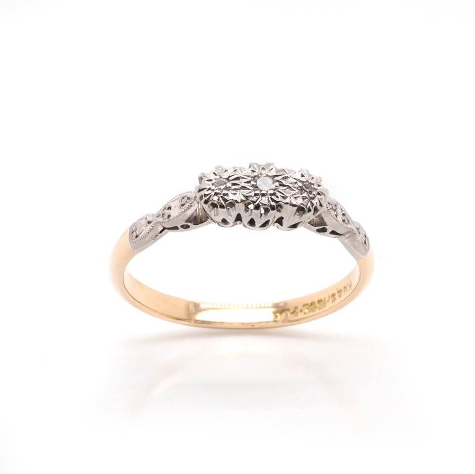 18ct Gold and Platinum Three Stone Diamond Ring C.1930 - Image 2