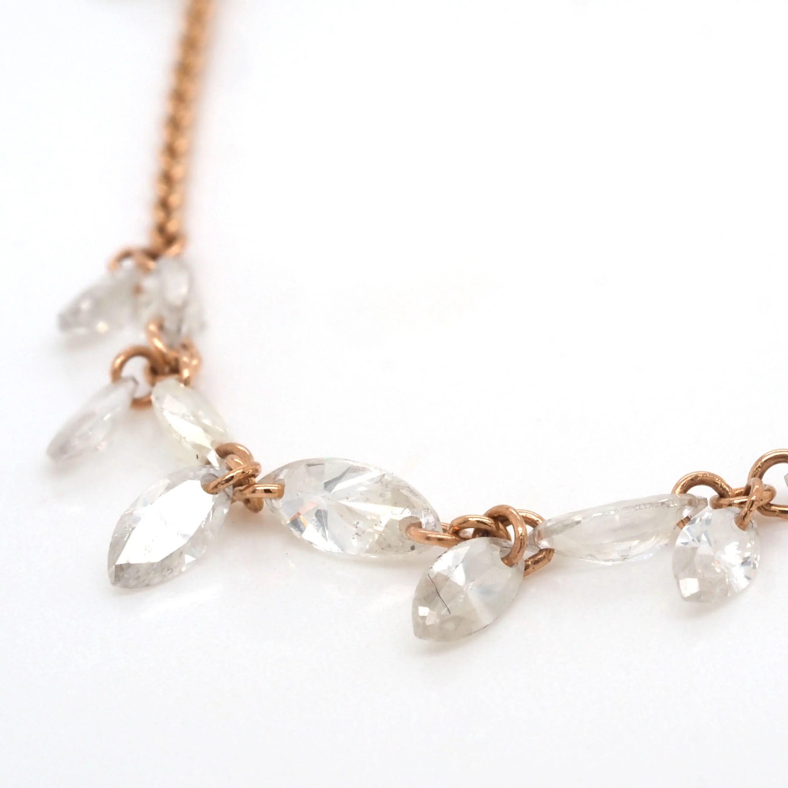 18ct Rose Gold Diamond-Set Fine Chain Necklace - Image 2