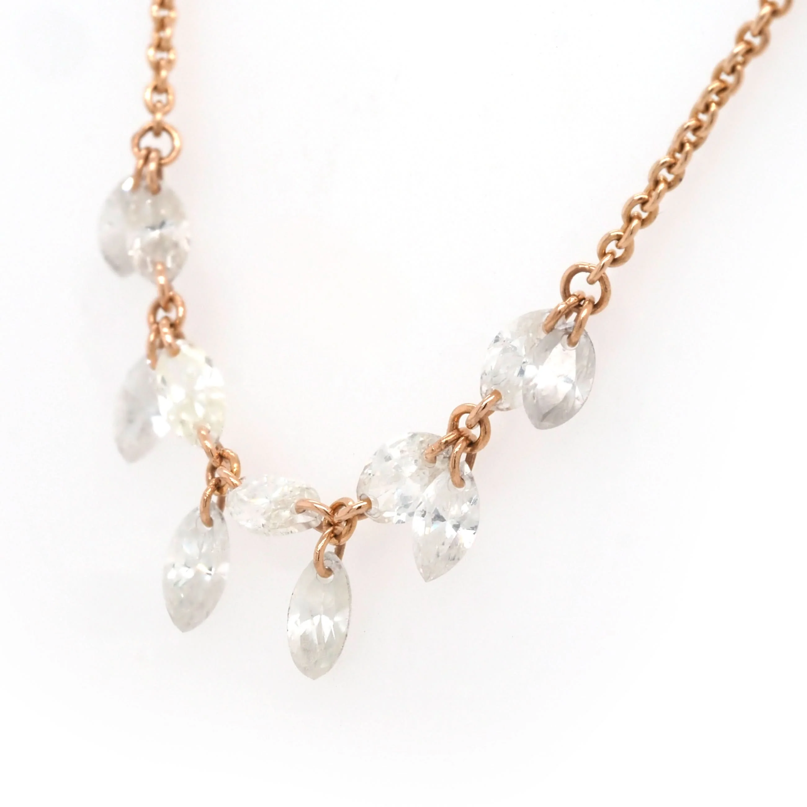 18ct Rose Gold Diamond-Set Fine Chain Necklace - Image 3