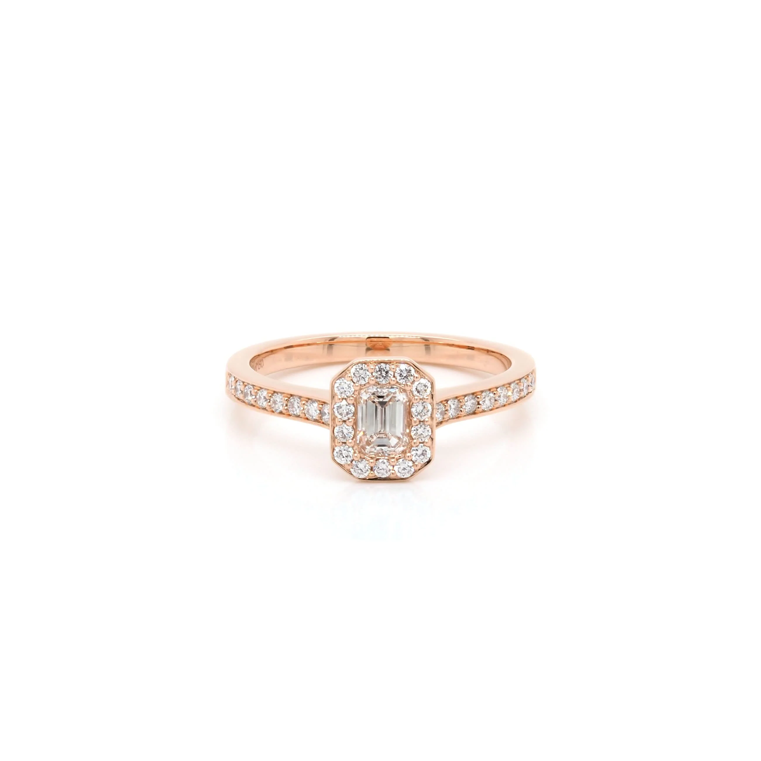 18ct Rose Gold Emerald-Cut Diamond Cluster Ring - Image 2