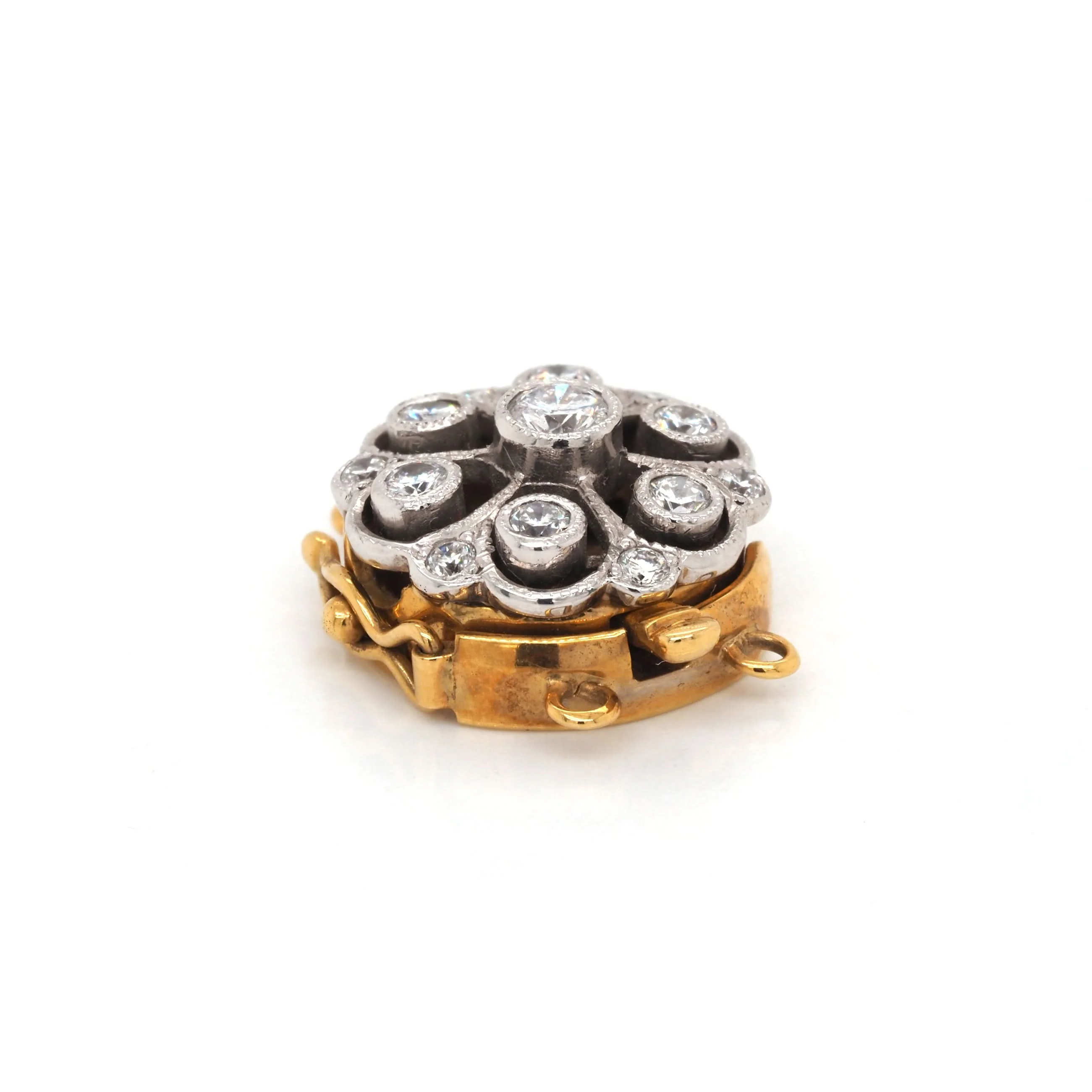 18ct White and Yellow Gold Diamond Two-Row Pearl Clasp - Image 2