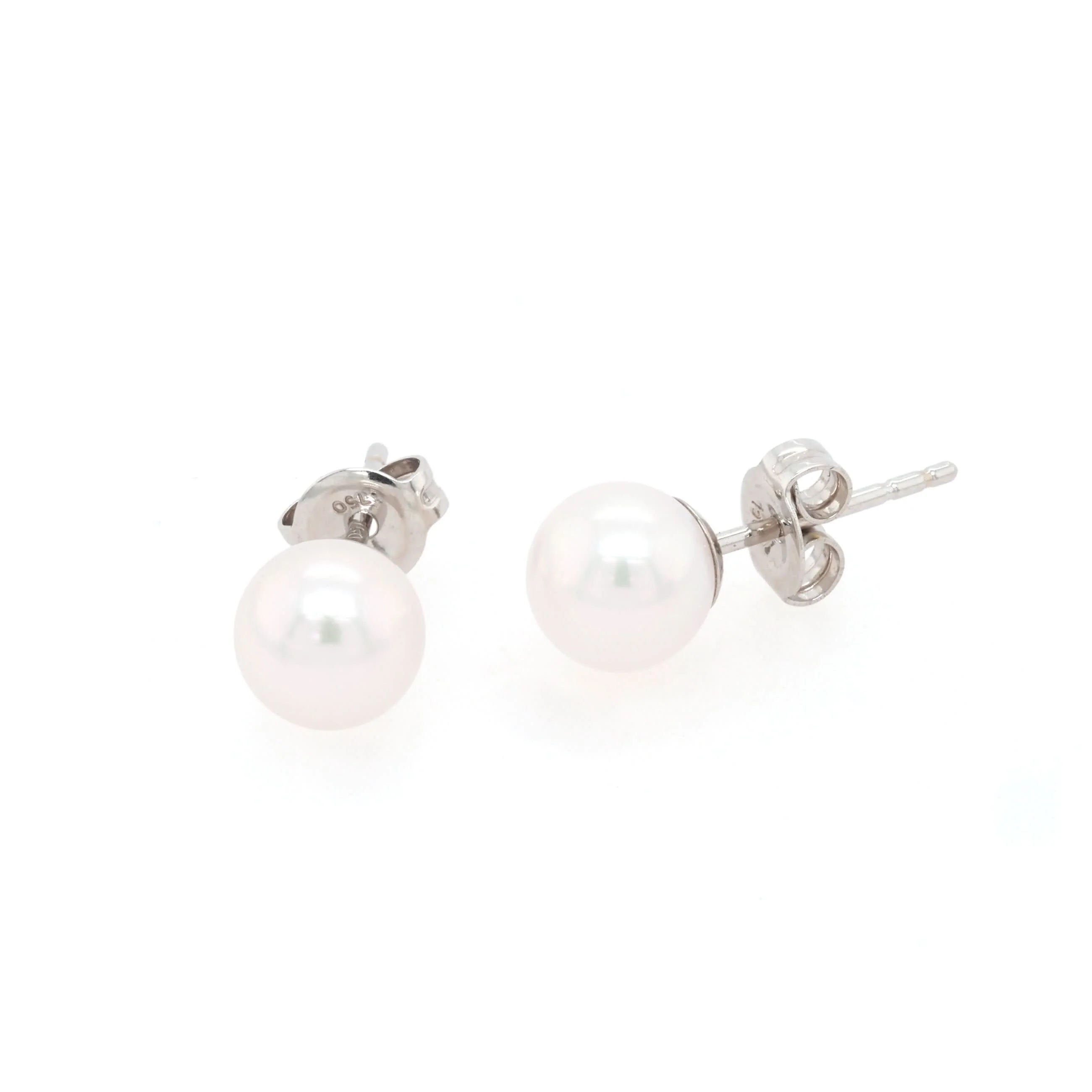 18ct White Gold 6mm Akoya Pearl Studs - Image 2
