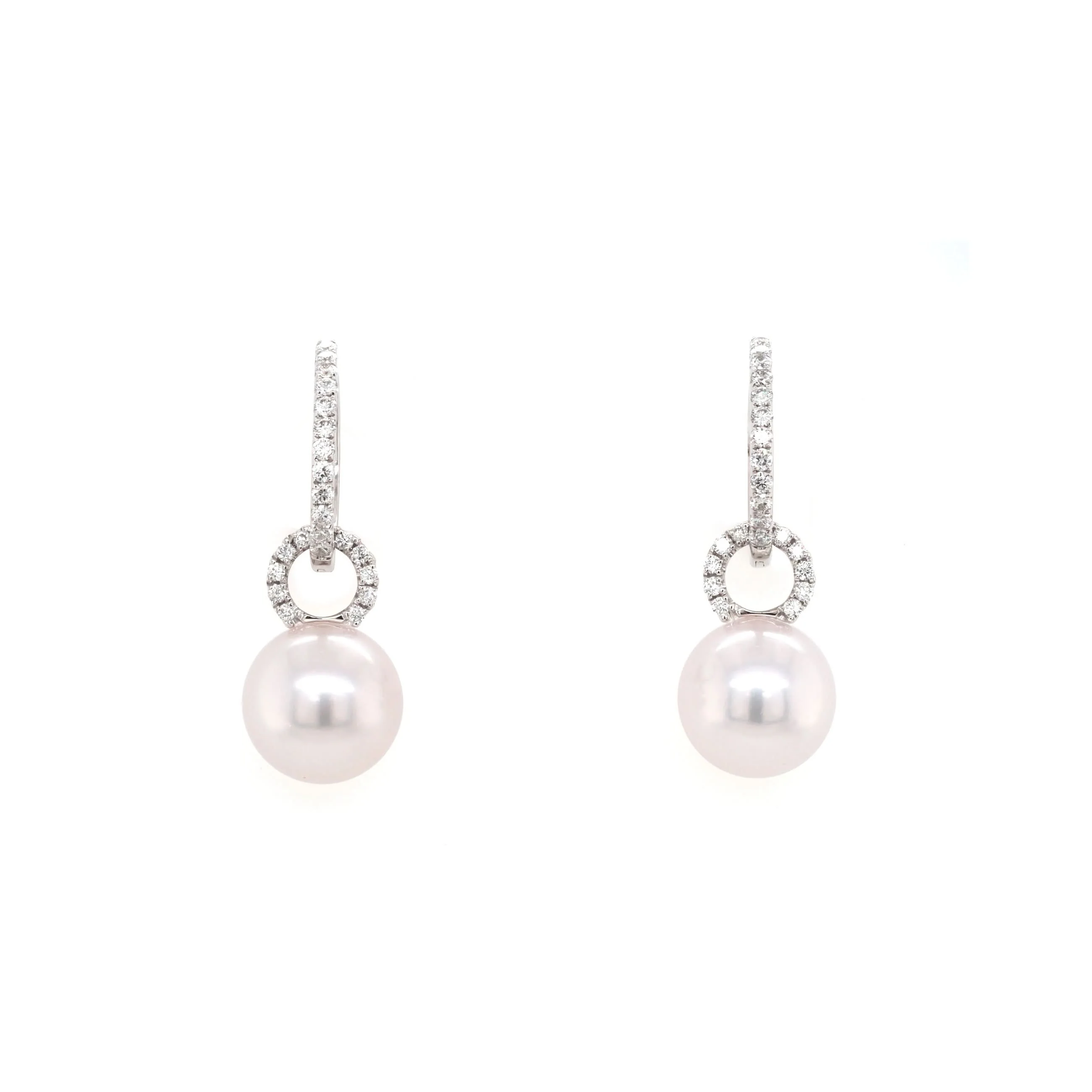 18ct White Gold Akoya Pearl Earrings with Detachable Diamond-Set Hoops - Image 4