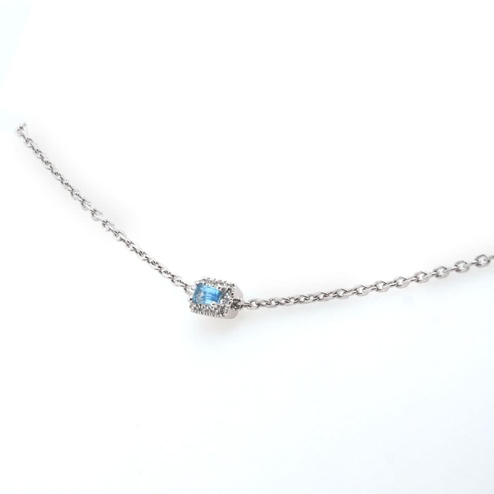 18ct White Gold Blue Topaz & Diamond Cluster Chain Bracelet - Image 2