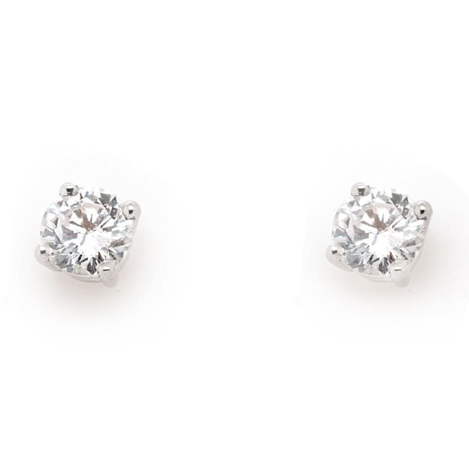 18ct White Gold Claw Set Diamond Stud Earrings - Image 2
