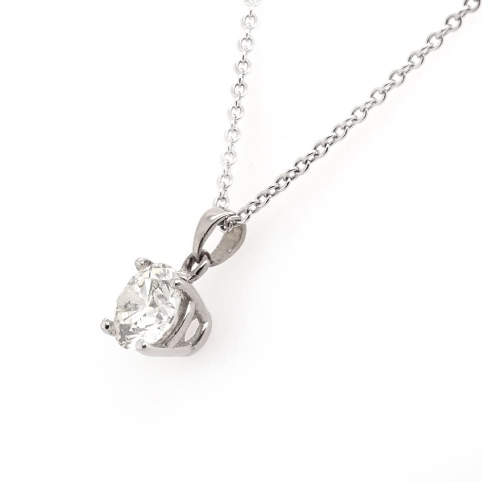 18ct White Gold Claw Set Single Diamond Pendant - Image 2