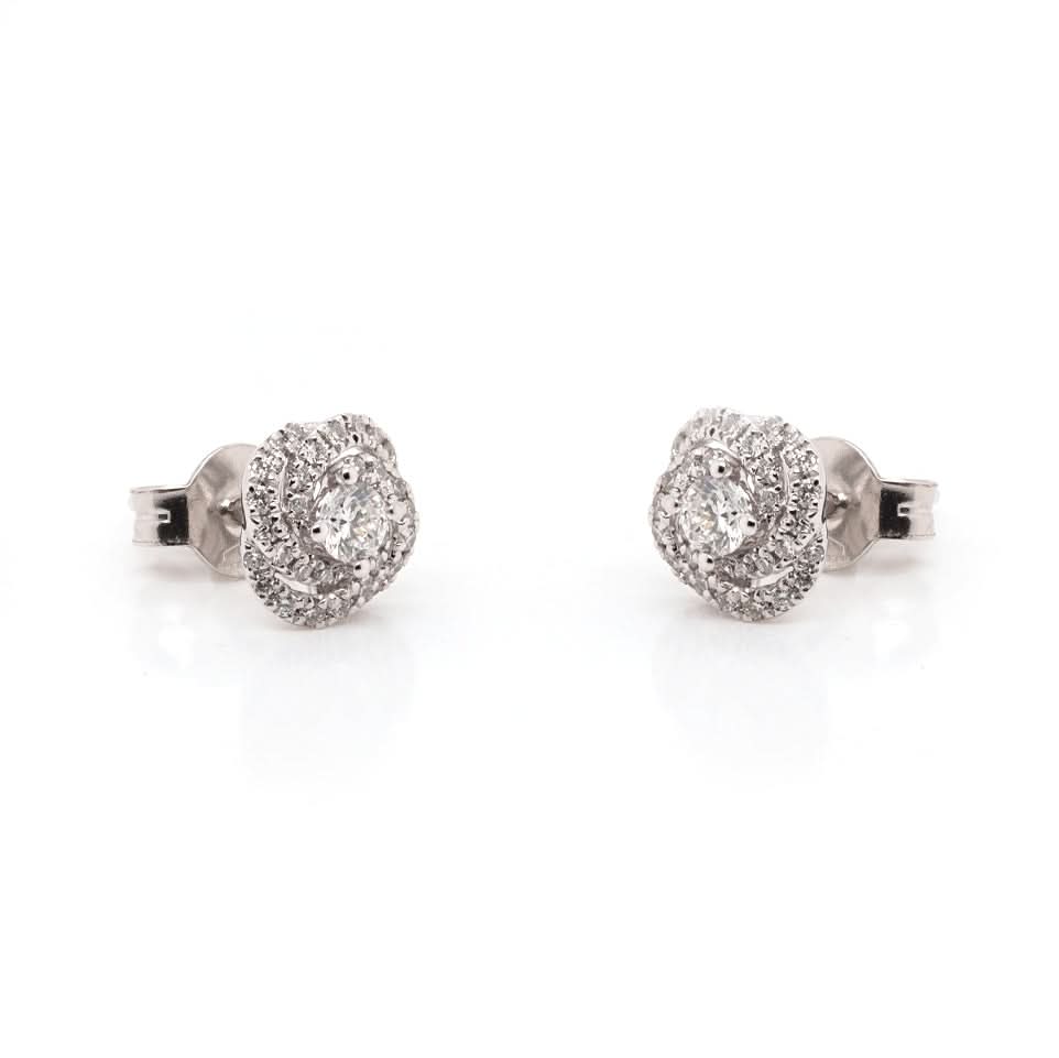 18ct White Gold Diamond Cluster Earrings - Image 2