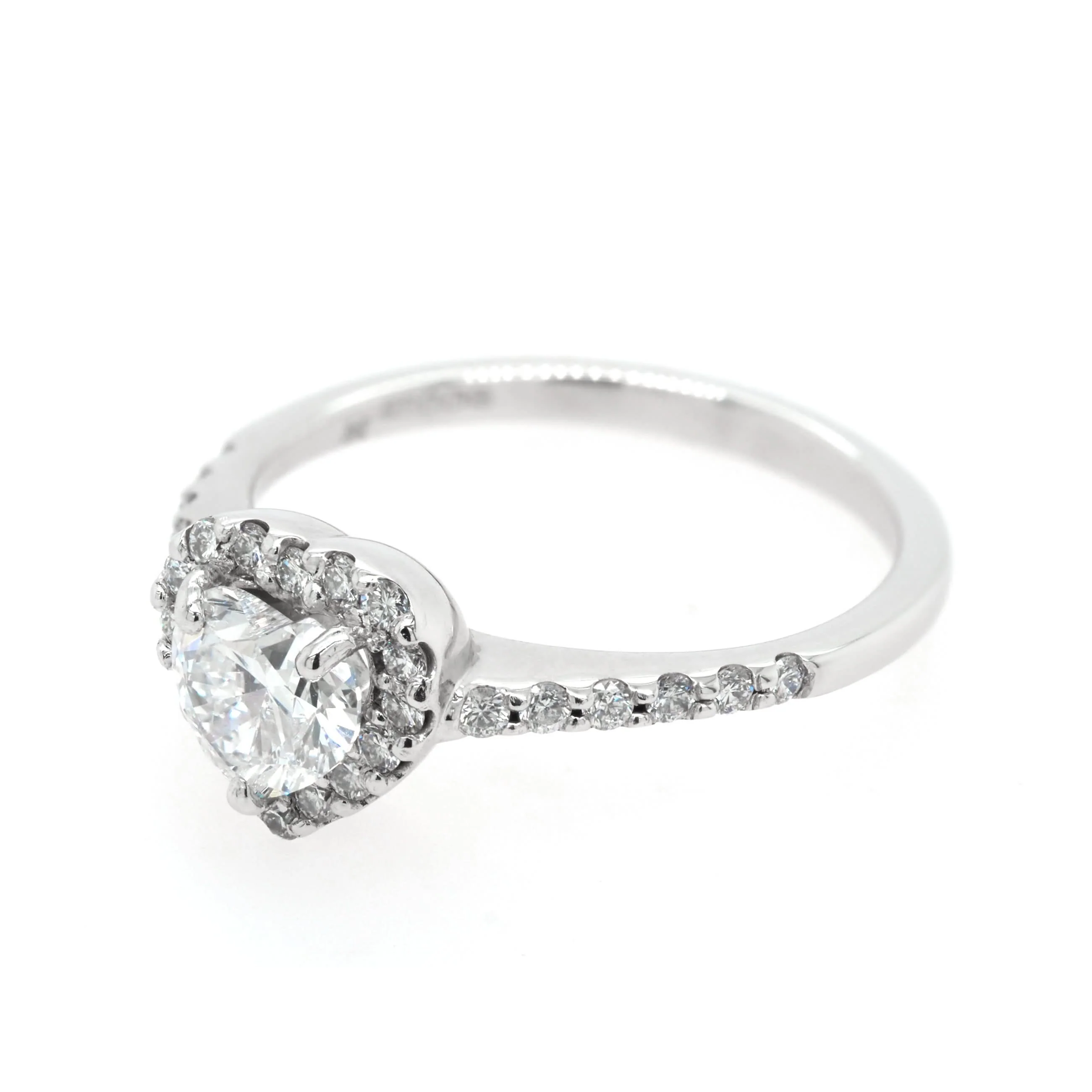 18ct White Gold Diamond Heart Halo Ring - Image 2