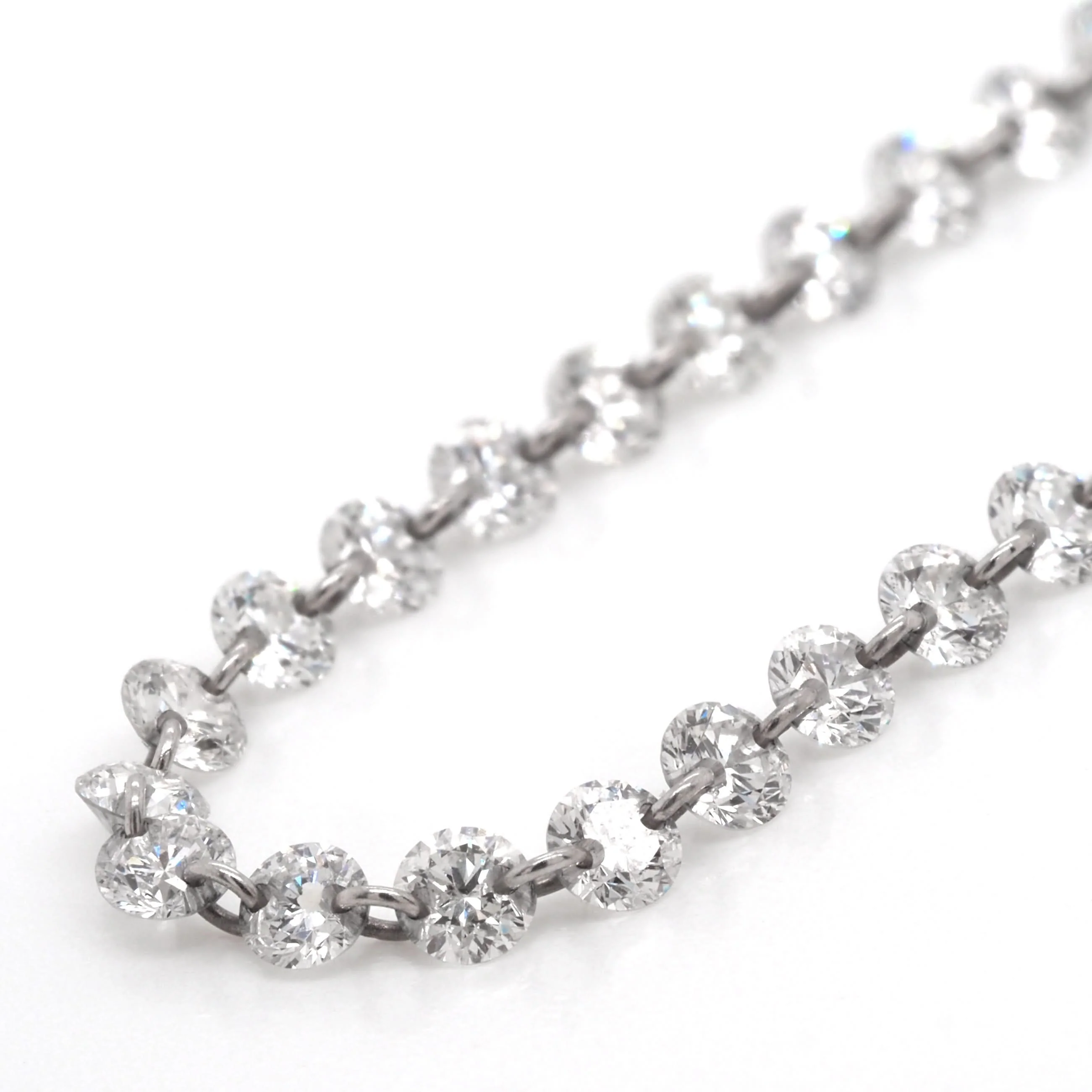 18ct White Gold Diamond-Link Fine Chain Necklace - Image 2