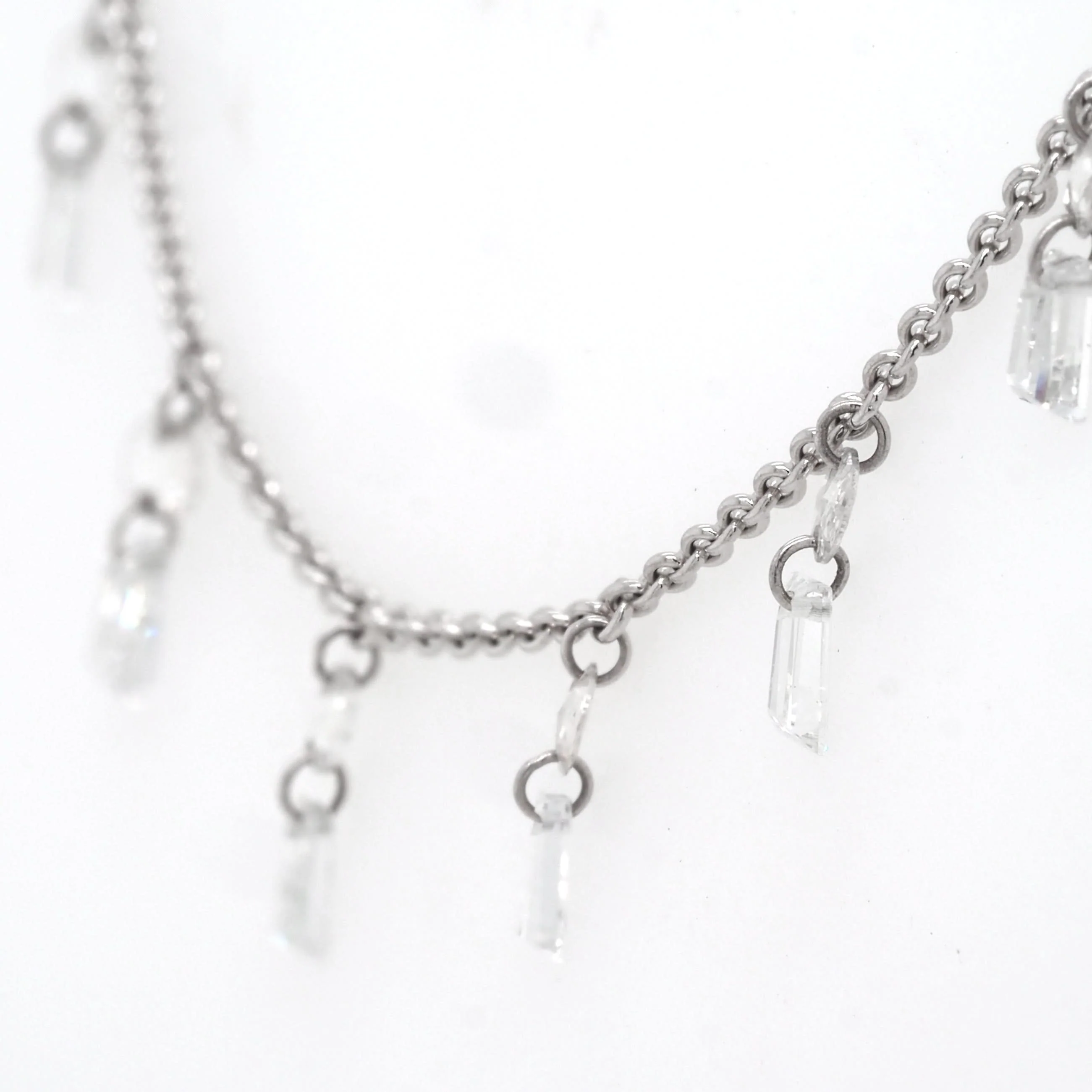 18ct White Gold Diamond-Set Fine Chain Necklace - Image 3