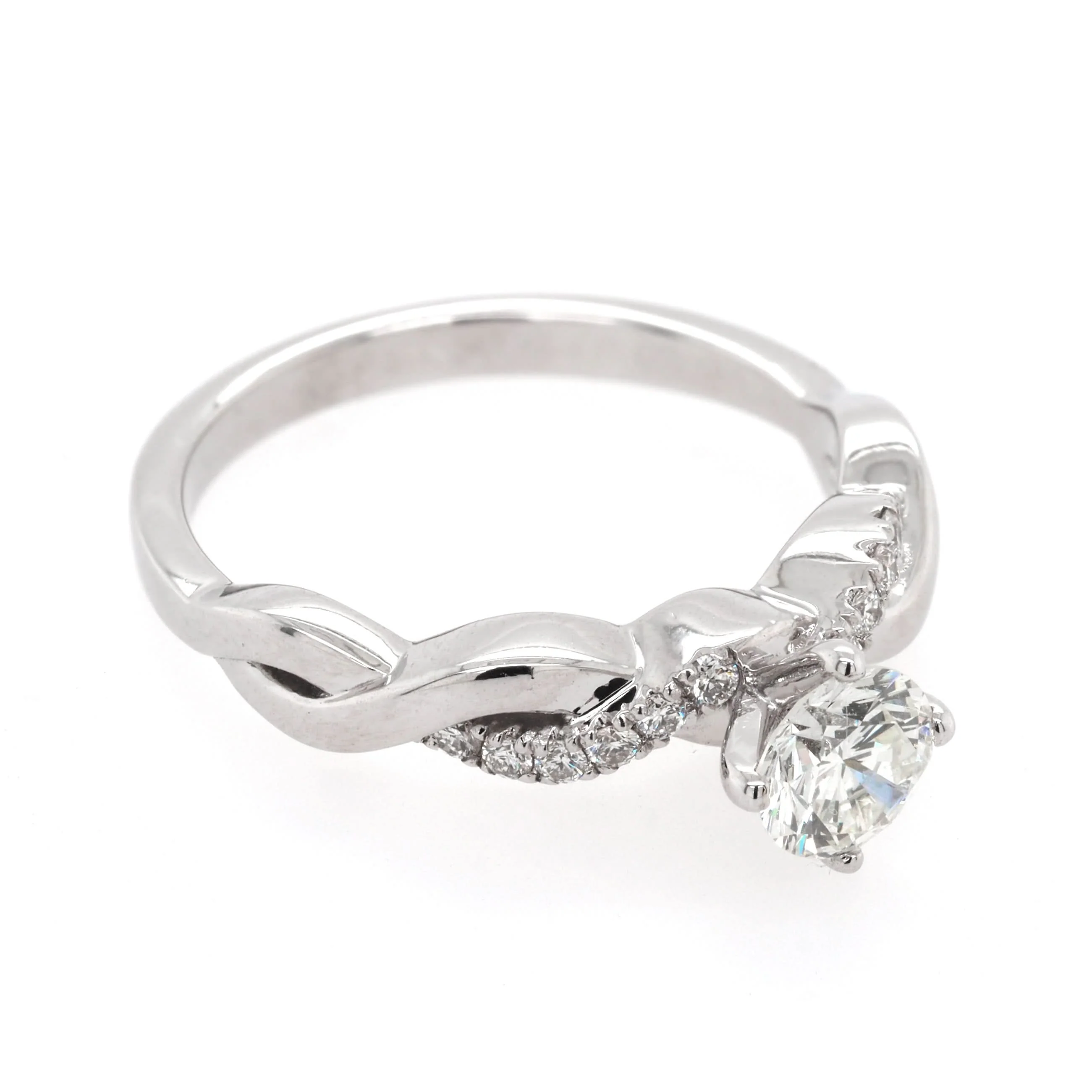 18ct White Gold Diamond Solitaire Twist Ring - Image 2