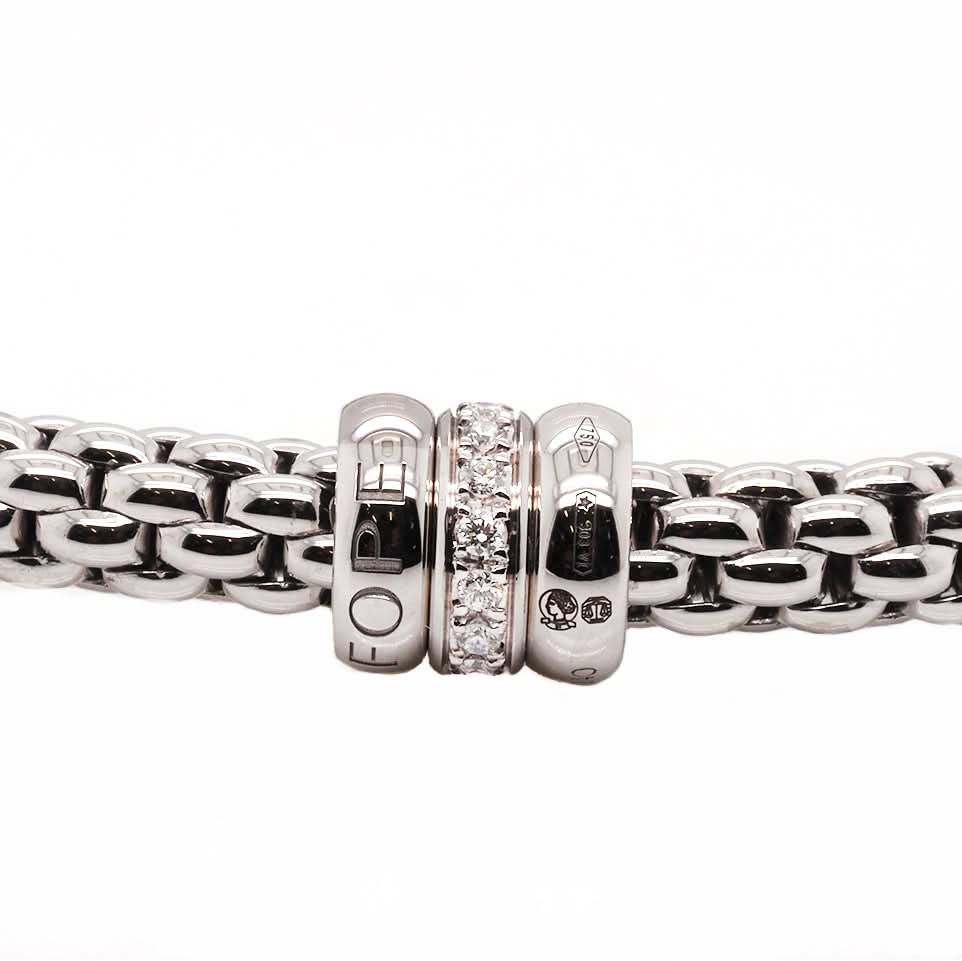 18ct White Gold FOPE Solo Flex’It Bracelet with Diamond-Set Tri Rondel – 62106BX_BB - Image 2