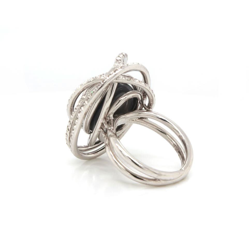 18ct White Gold Moonstone and Diamond Set Orbital Ring - Image 2