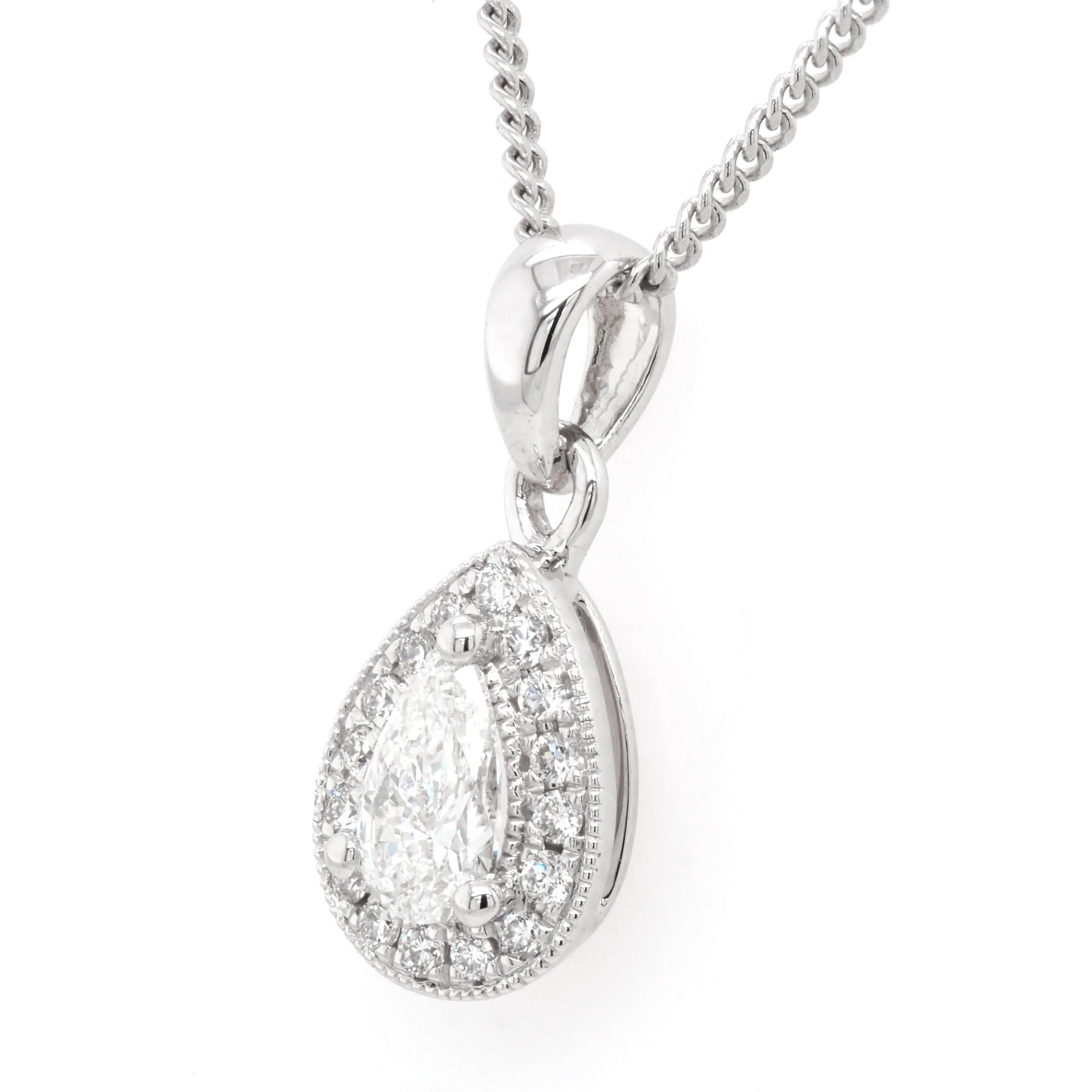 18ct White Gold Pear-cut Diamond Cluster Pendant - Image 2