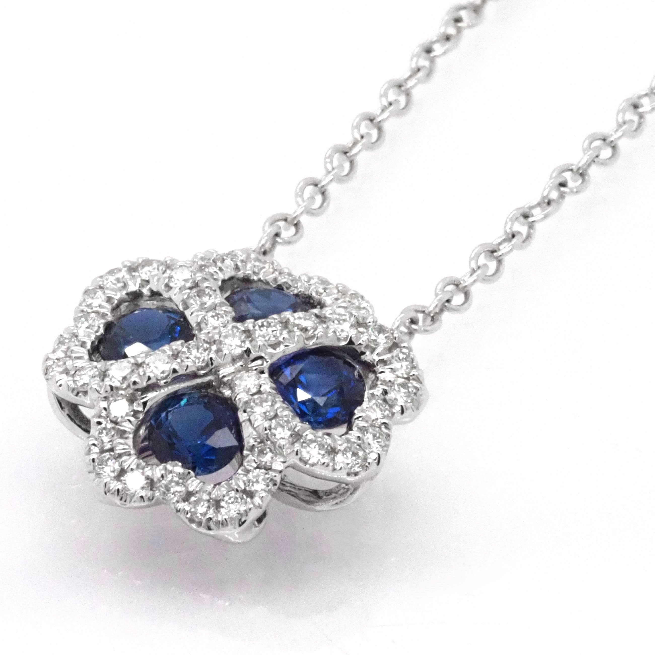18ct White Gold Sapphire and Diamond-Set Cluster Pendant - Image 2