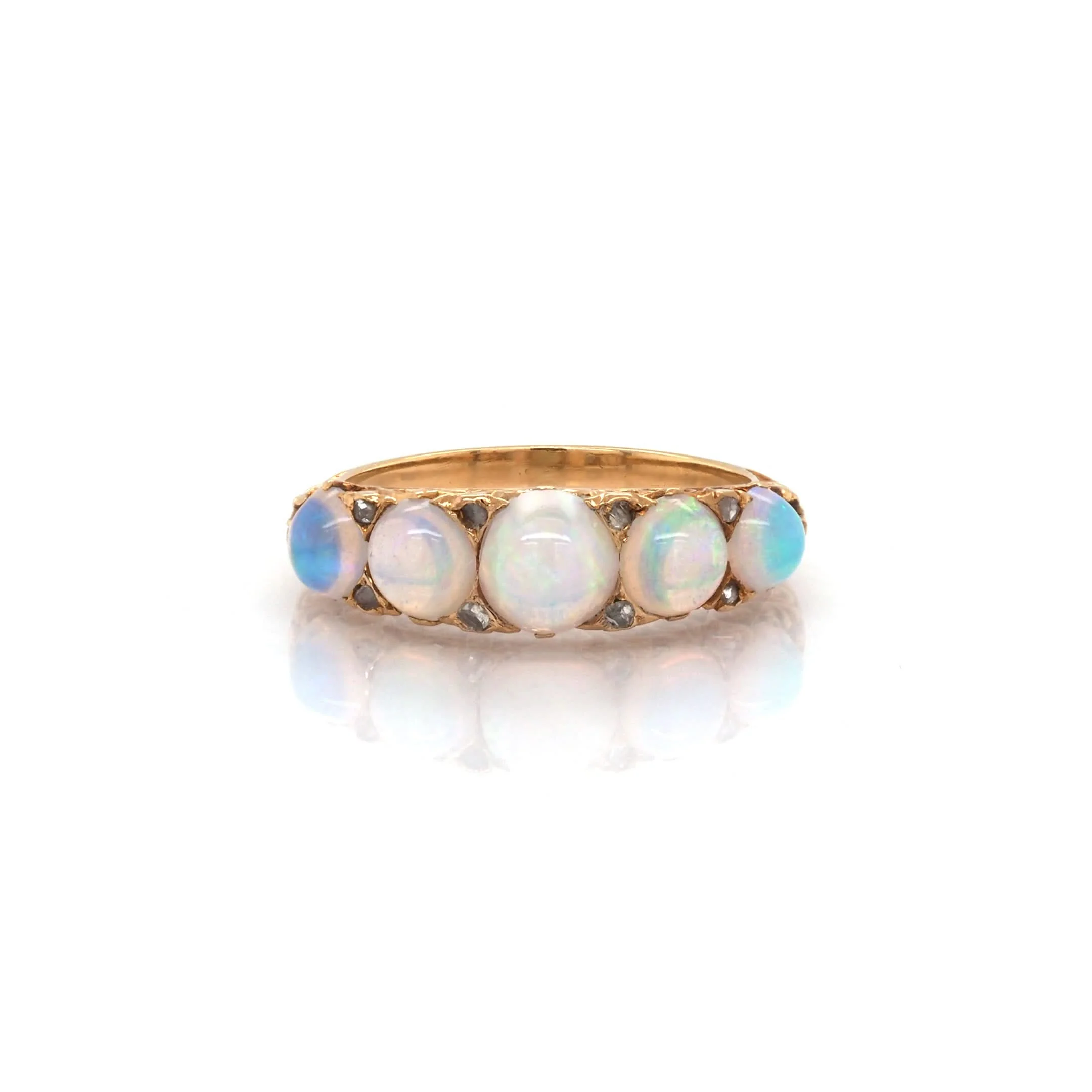 Victorian 18ct Yellow Gold 5-Stone Graduated Opal Ring, c.1890 - Image 2
