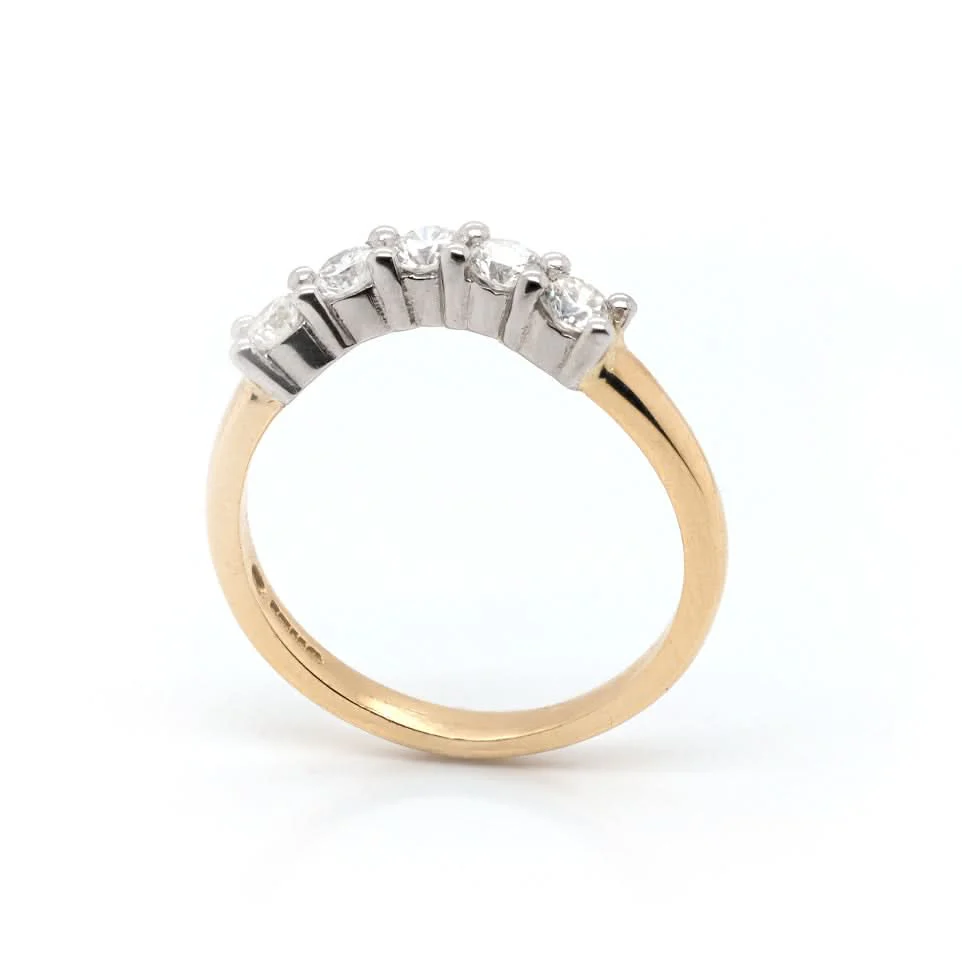 18ct Yellow Gold 5-Stone U-Shaped Diamond Half Eternity Ring - Image 2