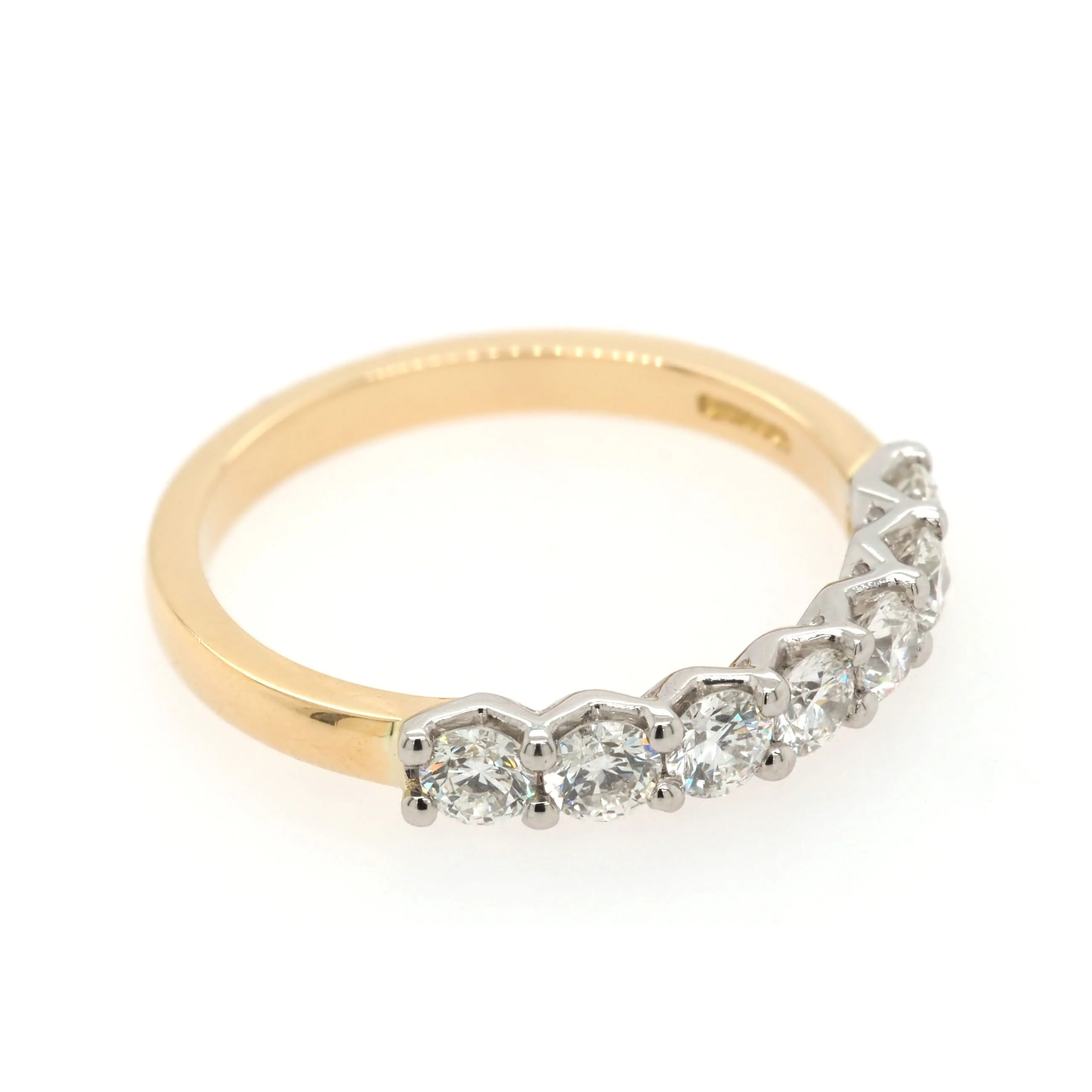 18ct Yellow Gold and Platinum Diamond Half Eternity Ring - Image 2