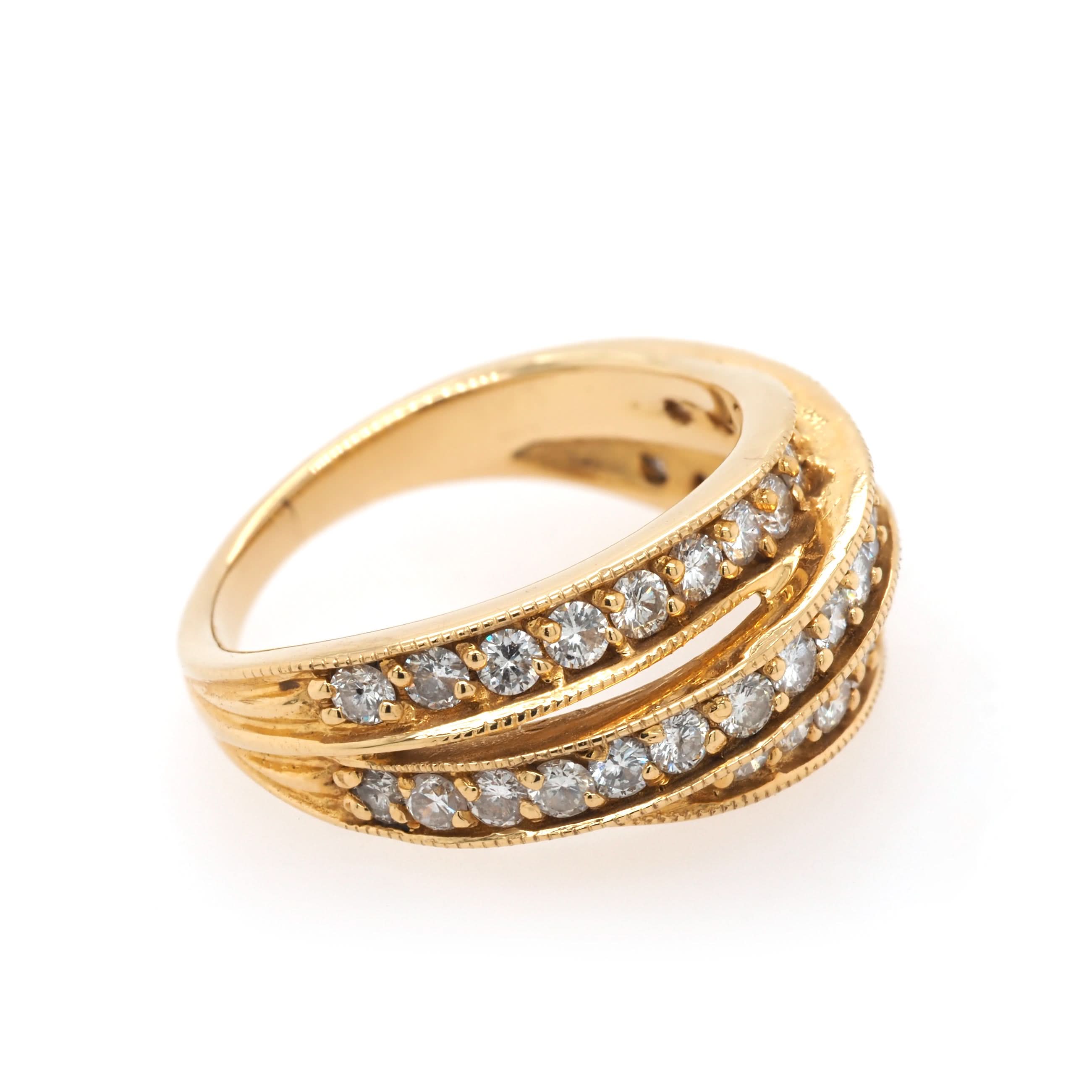 18ct Yellow Gold Channel-Set Diamond Triple Band Ring - Image 2