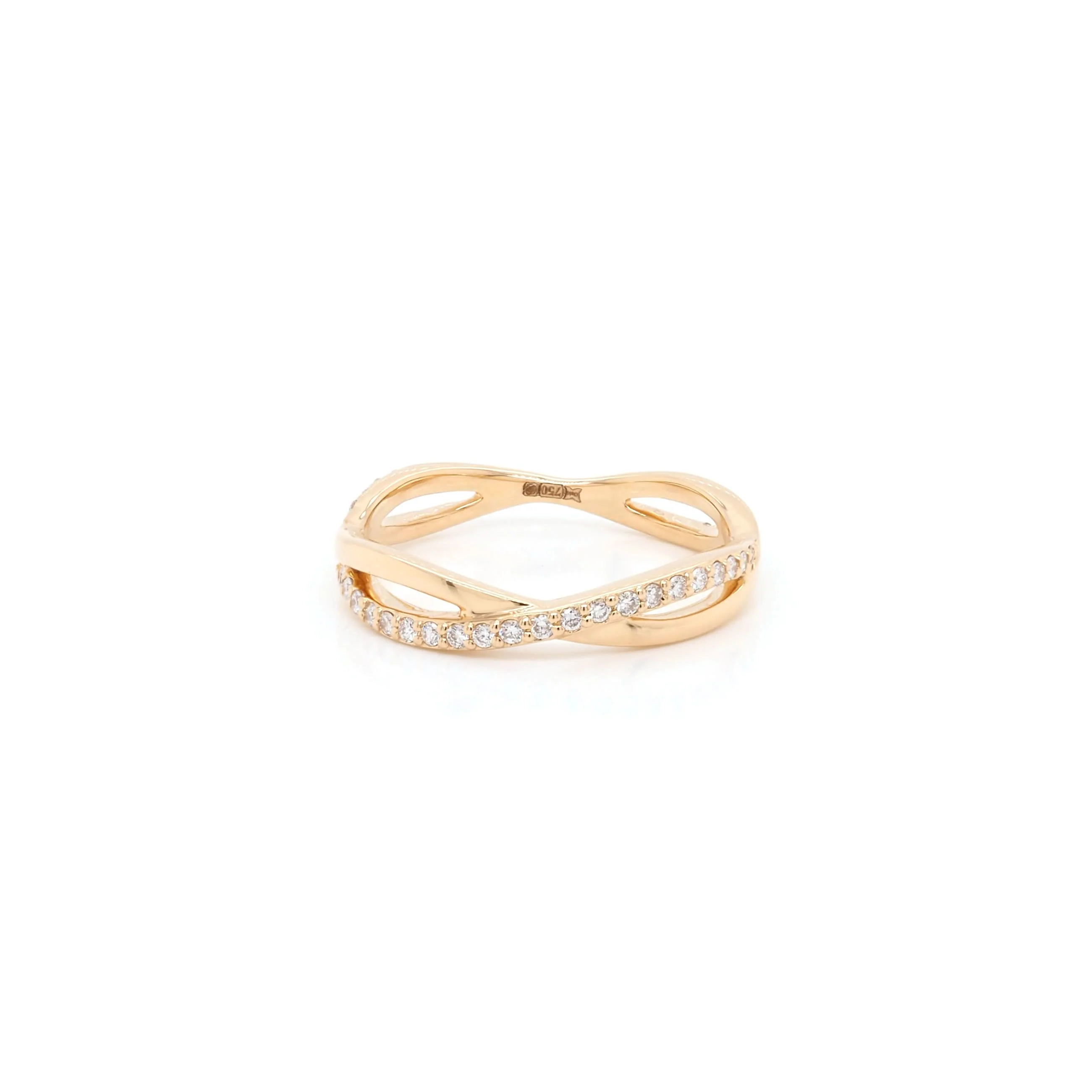 18ct Yellow Gold Diamond-Set Wavy Ring - Image 2