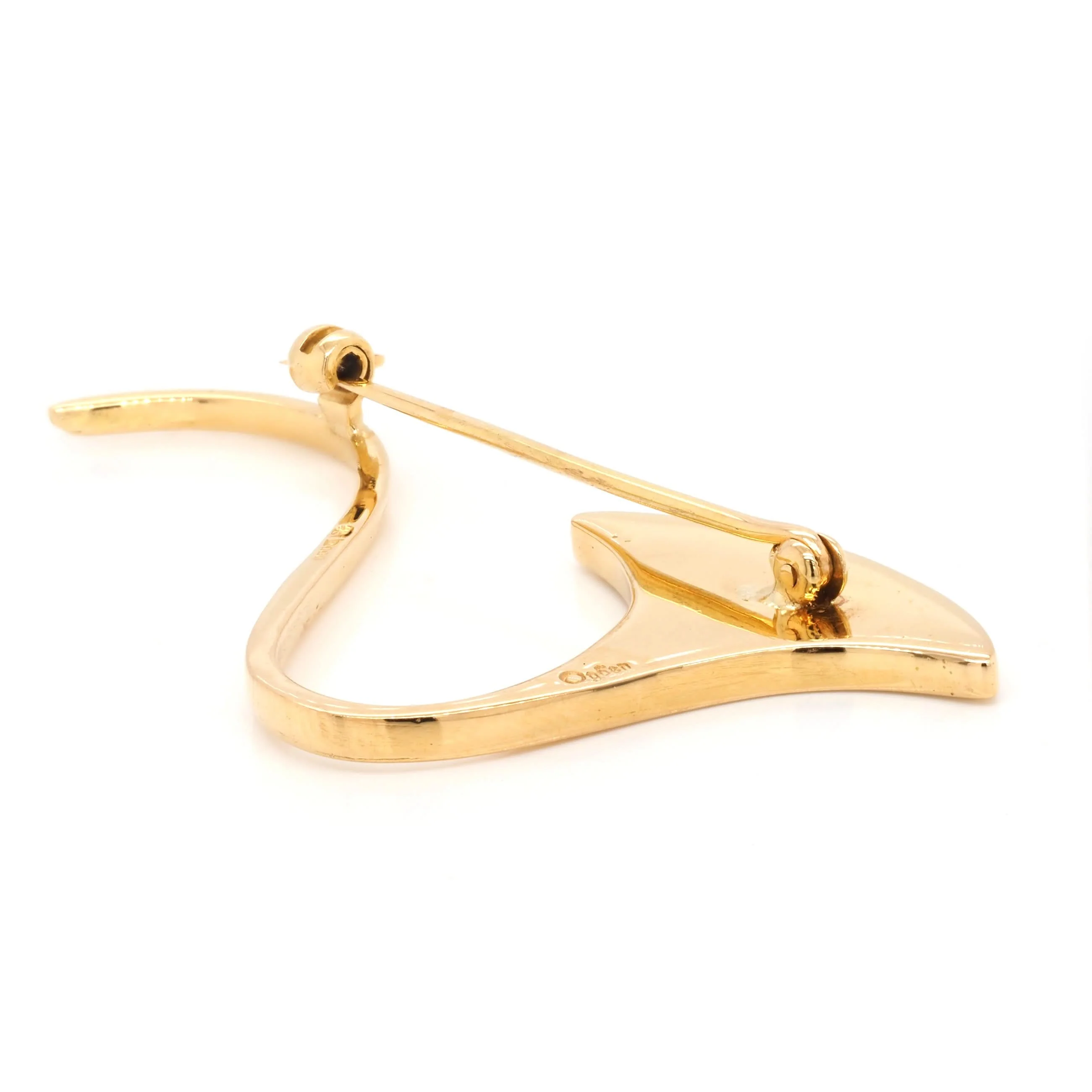 18ct Yellow Gold Green Enamelled Lotus Flower Brooch - Image 3
