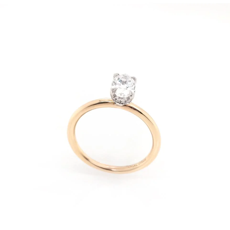 18ct Yellow Gold Oval Diamond Solitaire Ring With Diamond Set Setting - Image 3