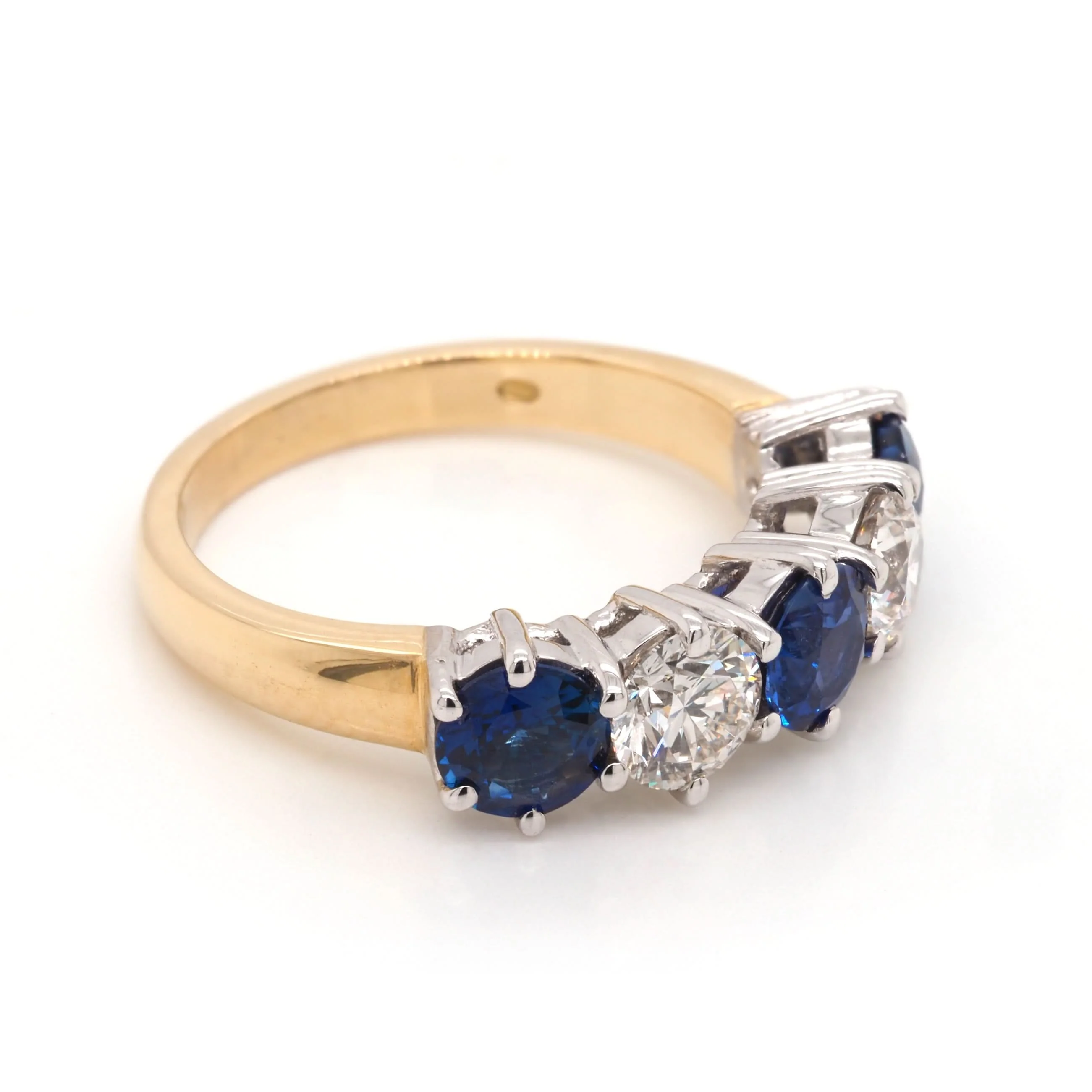 18ct Yellow Gold Sapphire and Diamond Five-Stone Ring - Image 2