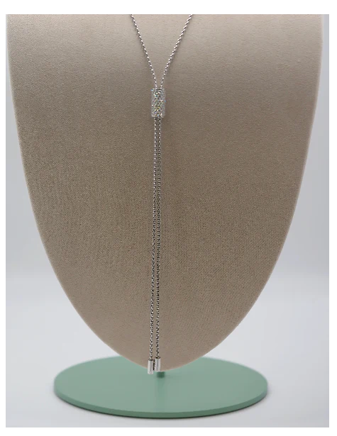18K White Gold Fope Aria Necklace With a Diamond Pavé Slider For Adjustable Length - Image 2