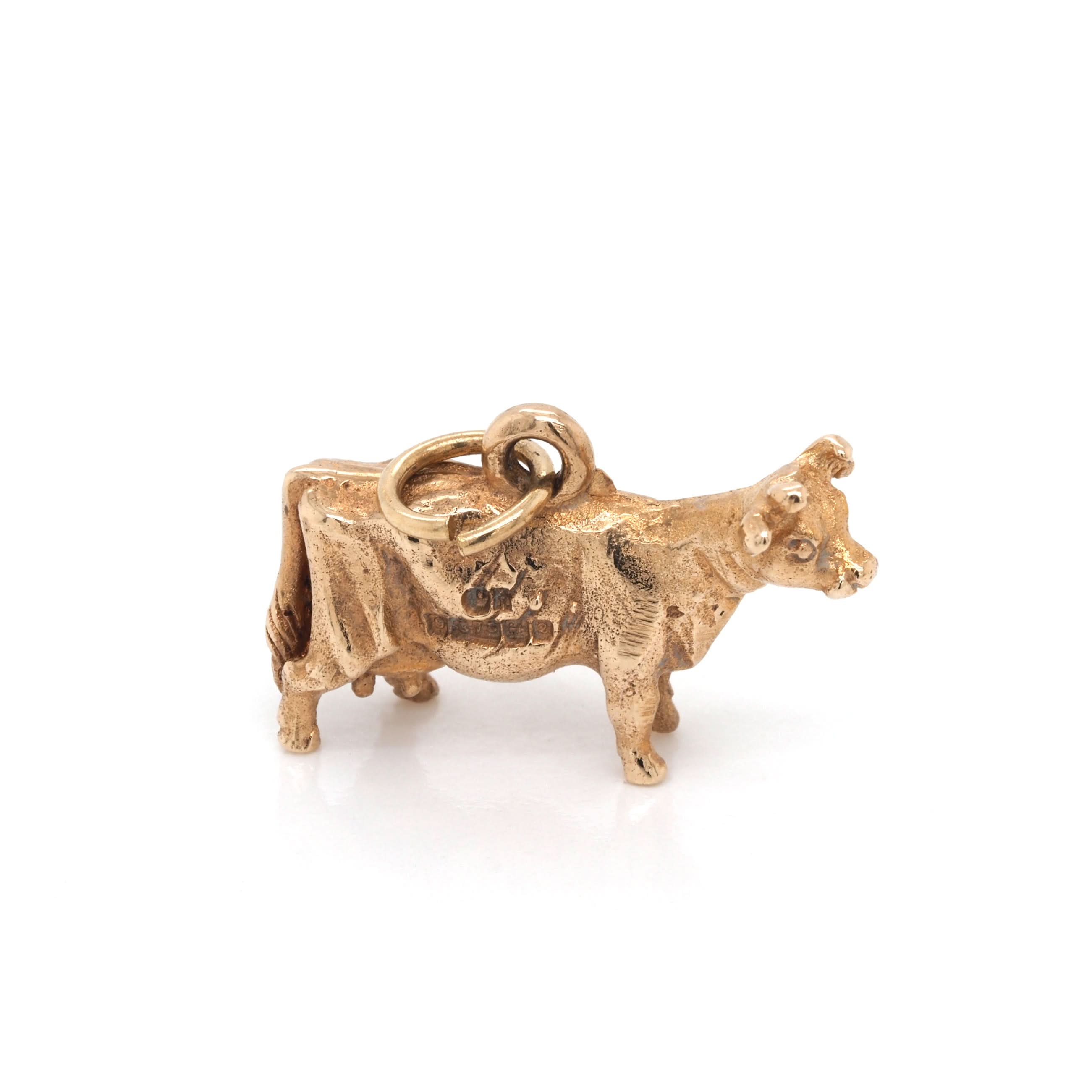9ct Yellow Gold Cow Charm - Image 2