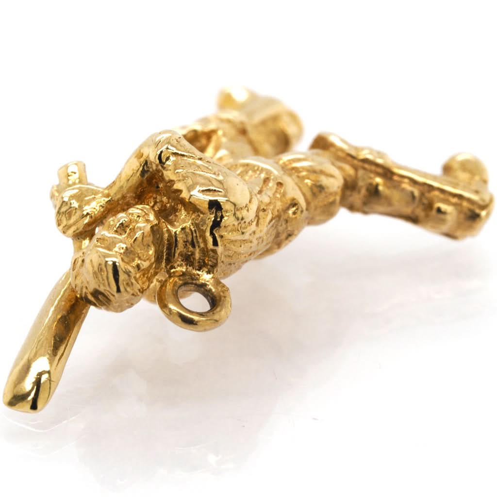 9ct Yellow Gold Cricketer Charm - Image 2