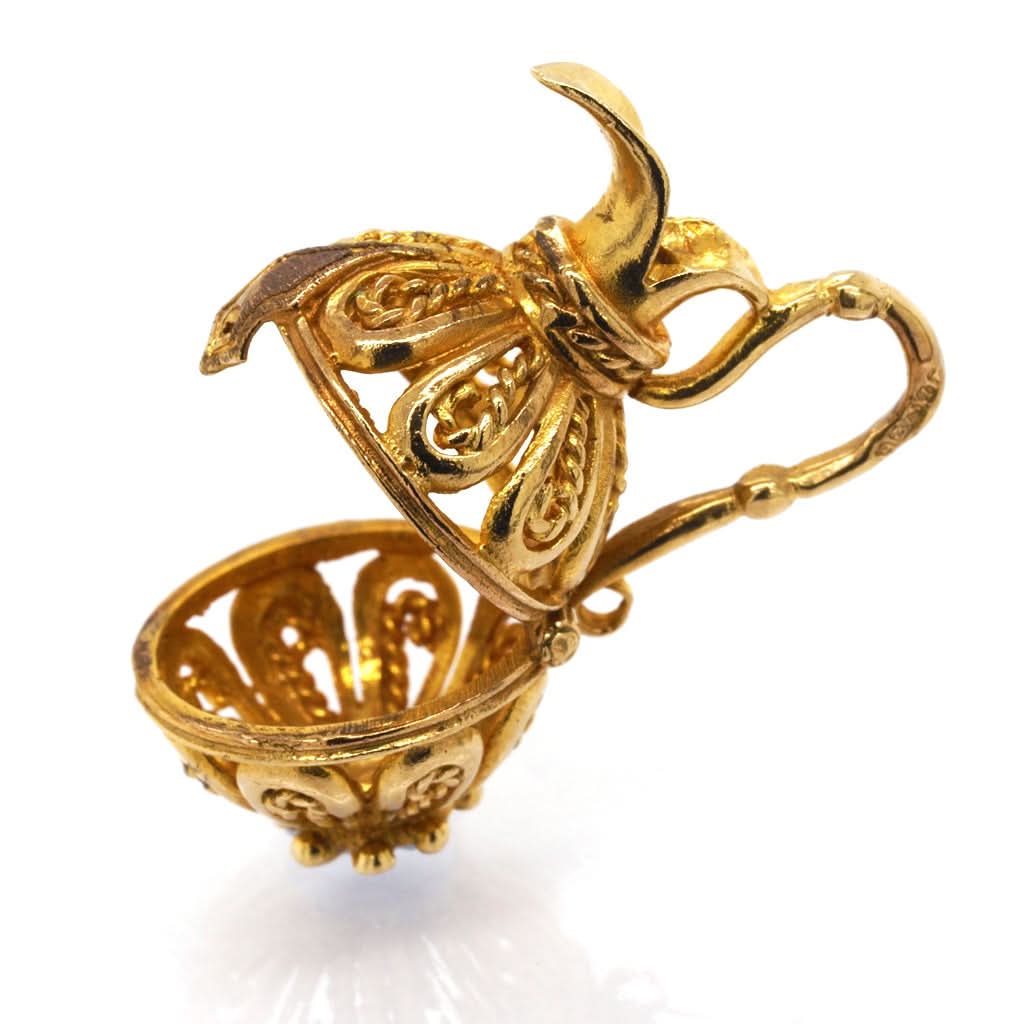 9ct Yellow Gold Filigree Jug Charm - Image 2