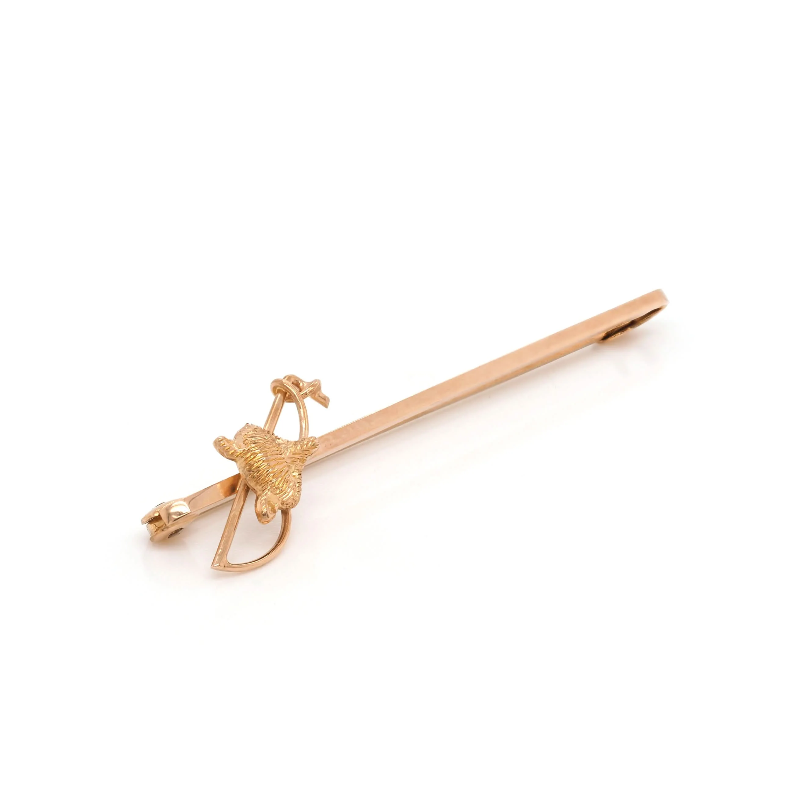 9ct Yellow Gold Fox and Crop Brooch Pin - Image 2