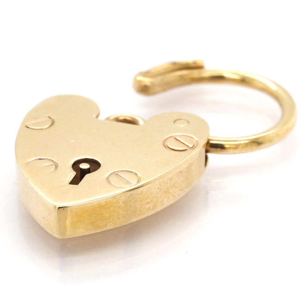 9ct Yellow Gold Heart Padlock Charm - Image 2