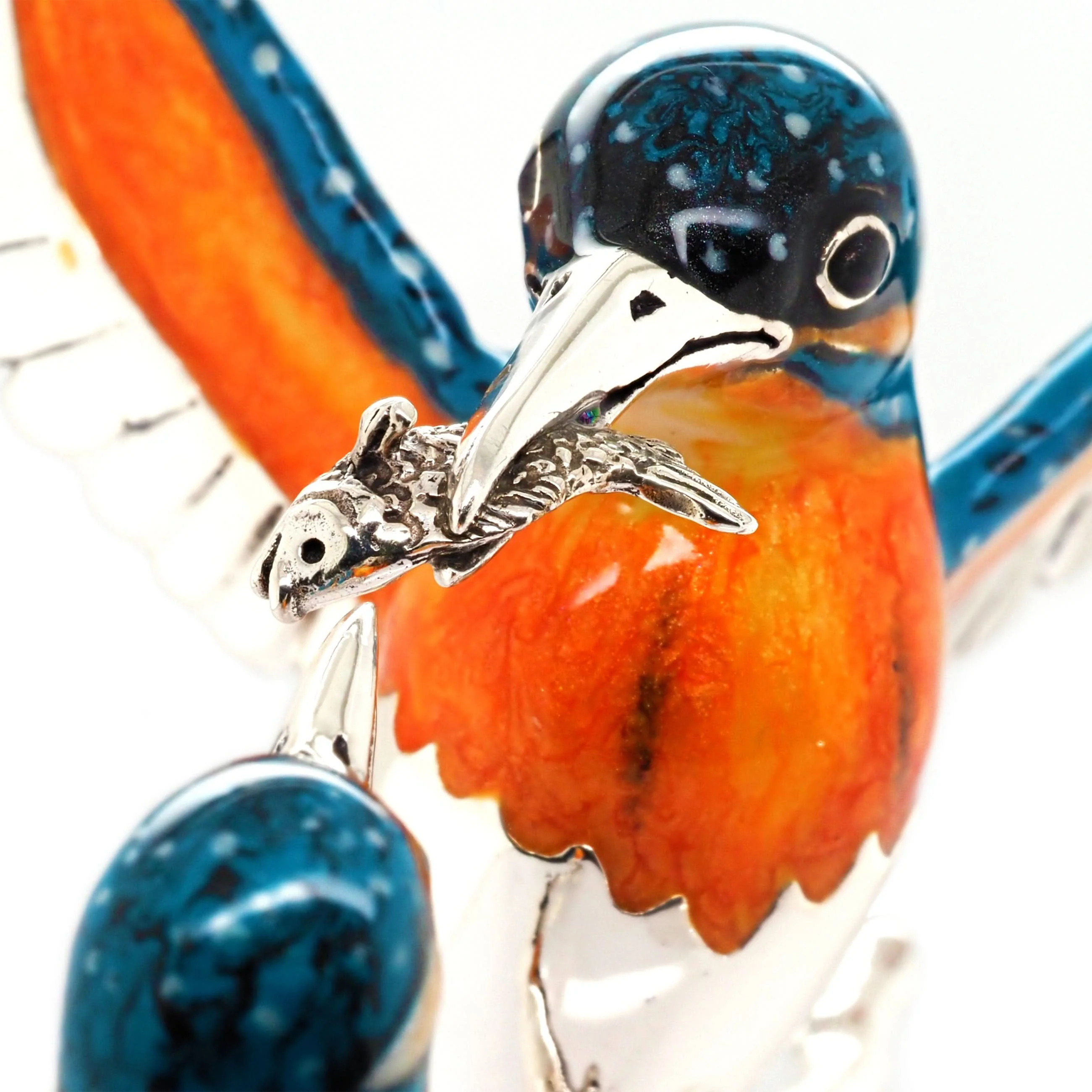 A Pair of Silver and Enamel Kingfishers - Image 2
