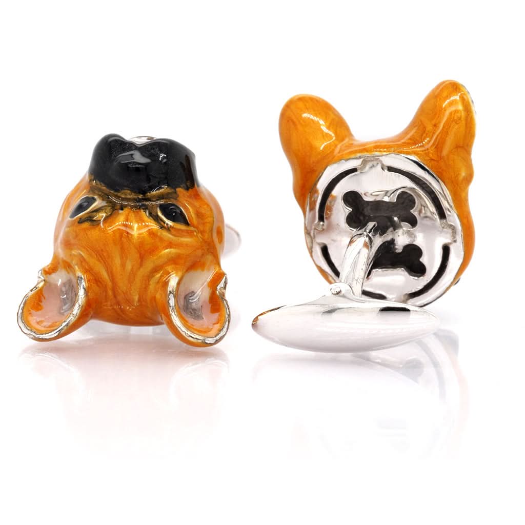 A Pair of Silver Enamel French Bulldog Cufflinks - Image 2