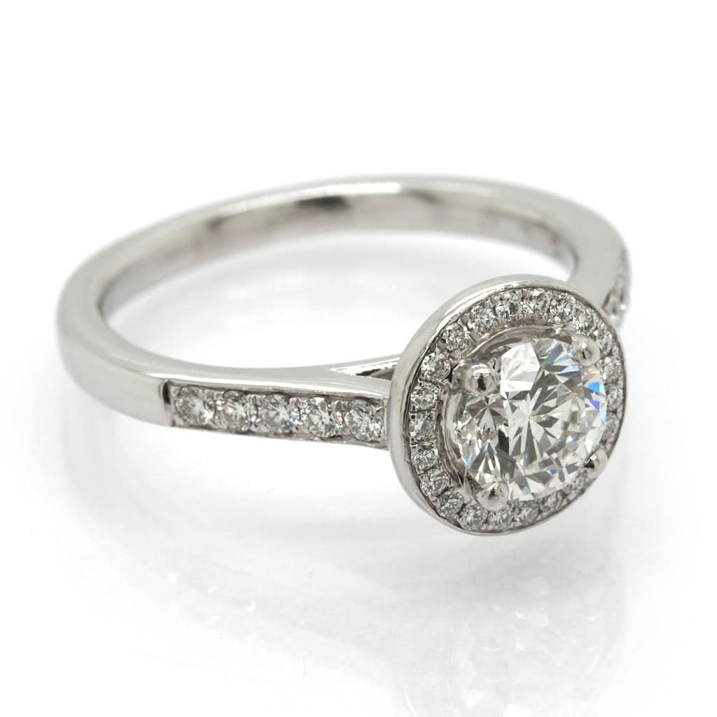 A Platinum Diamond Halo-Set Ring - Image 2