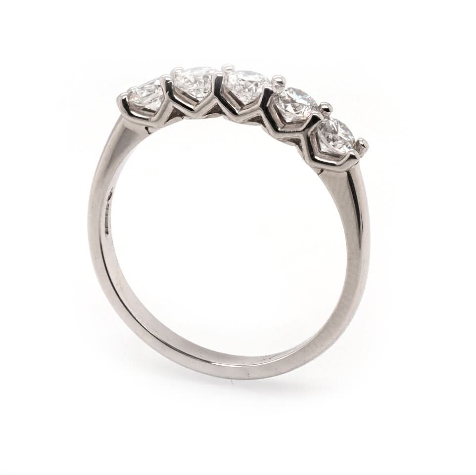 A Platinum V Set Five Stone Diamond Ring, 0.78cts Total Weight - Image 2