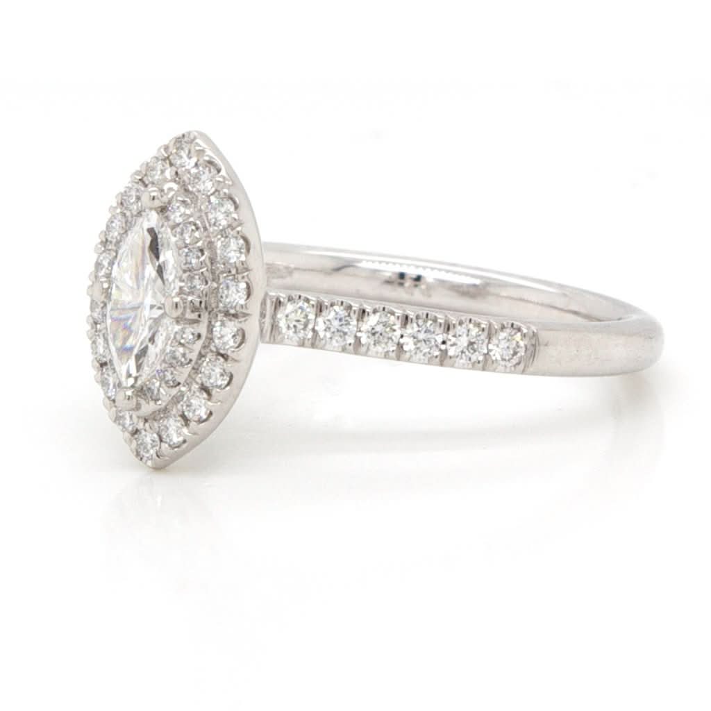 A Platinum Marquise Cut Diamond Cluster Ring - Image 2