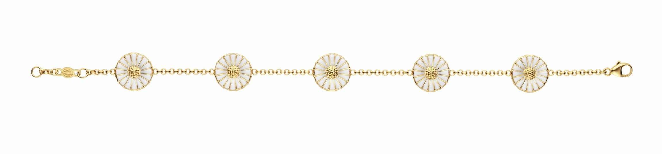 Georg Jensen Daisy Bracelet - Sterling Silver and White Enamel or Silver Gilt and White Enamel - Image 2