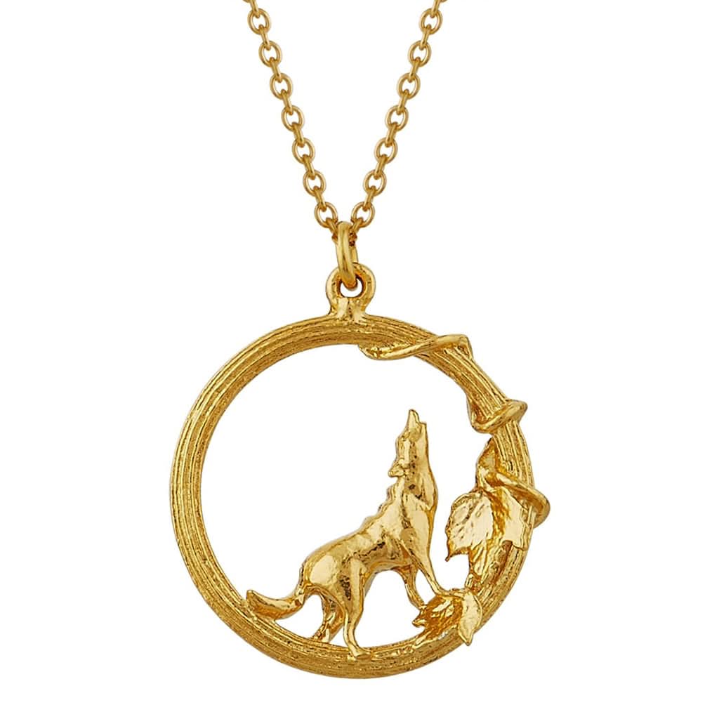 Alex Monroe Silver Howling Wolf Necklace - Image 2