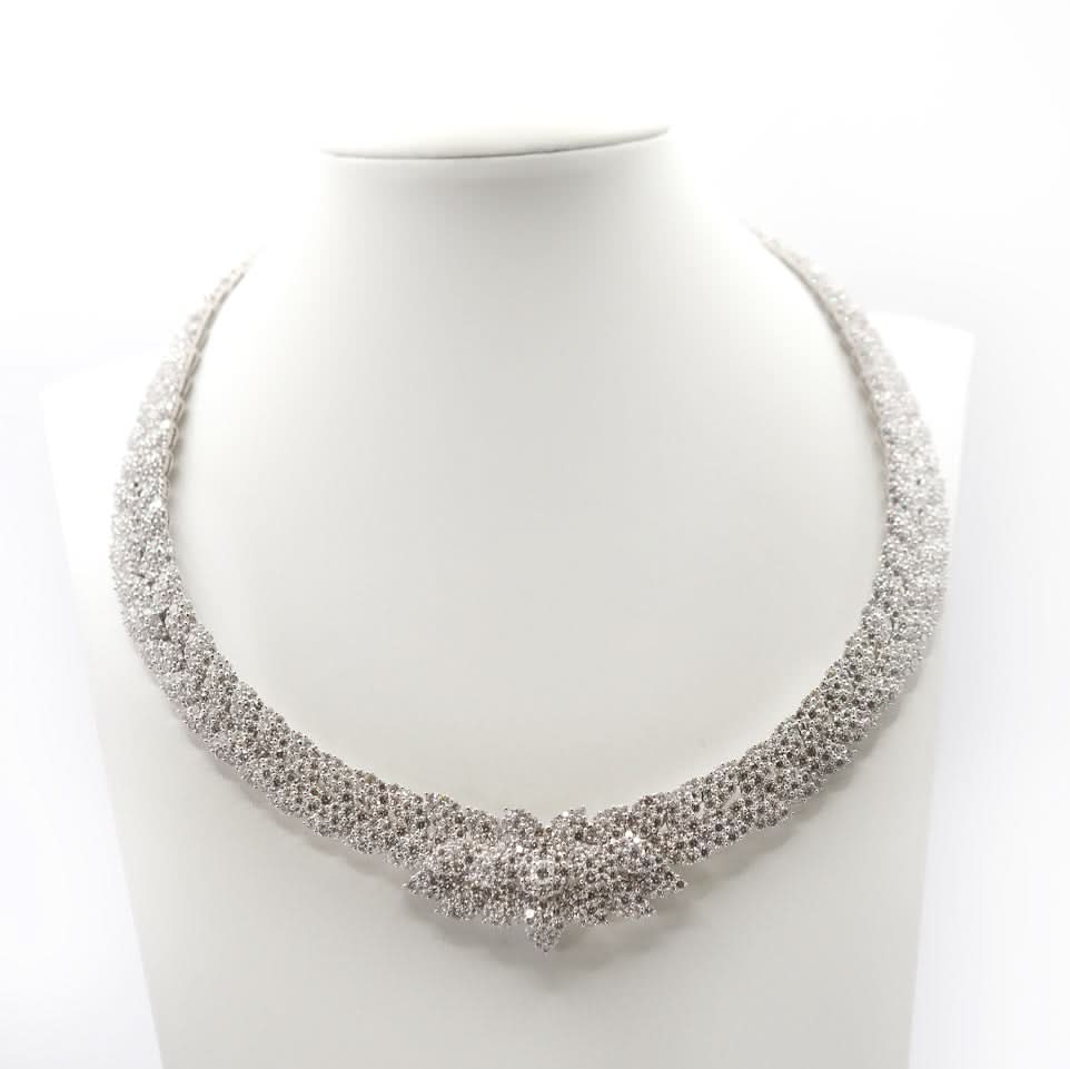 Antique 9ct Yellow Gold & Silver Diamond Riviera Necklace – Circa 1880 - Image 2