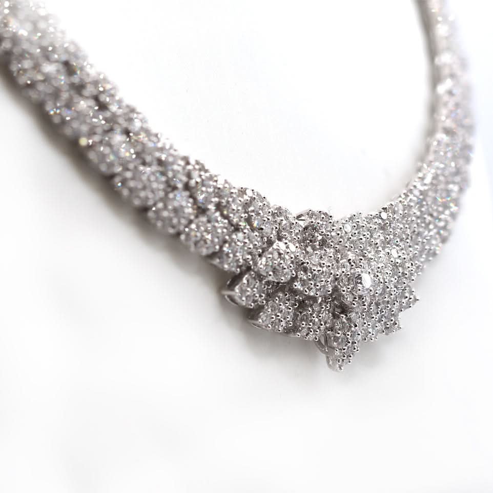 Antique 9ct Yellow Gold & Silver Diamond Riviera Necklace – Circa 1880 - Image 5