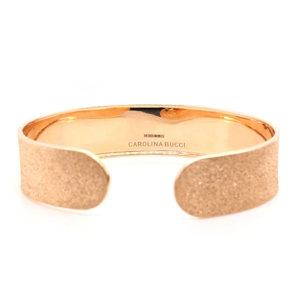 Carolina Bucci 18ct Pink Gold Thin "Carolina Florentine Finish" Cuff Bracelet - Image 2