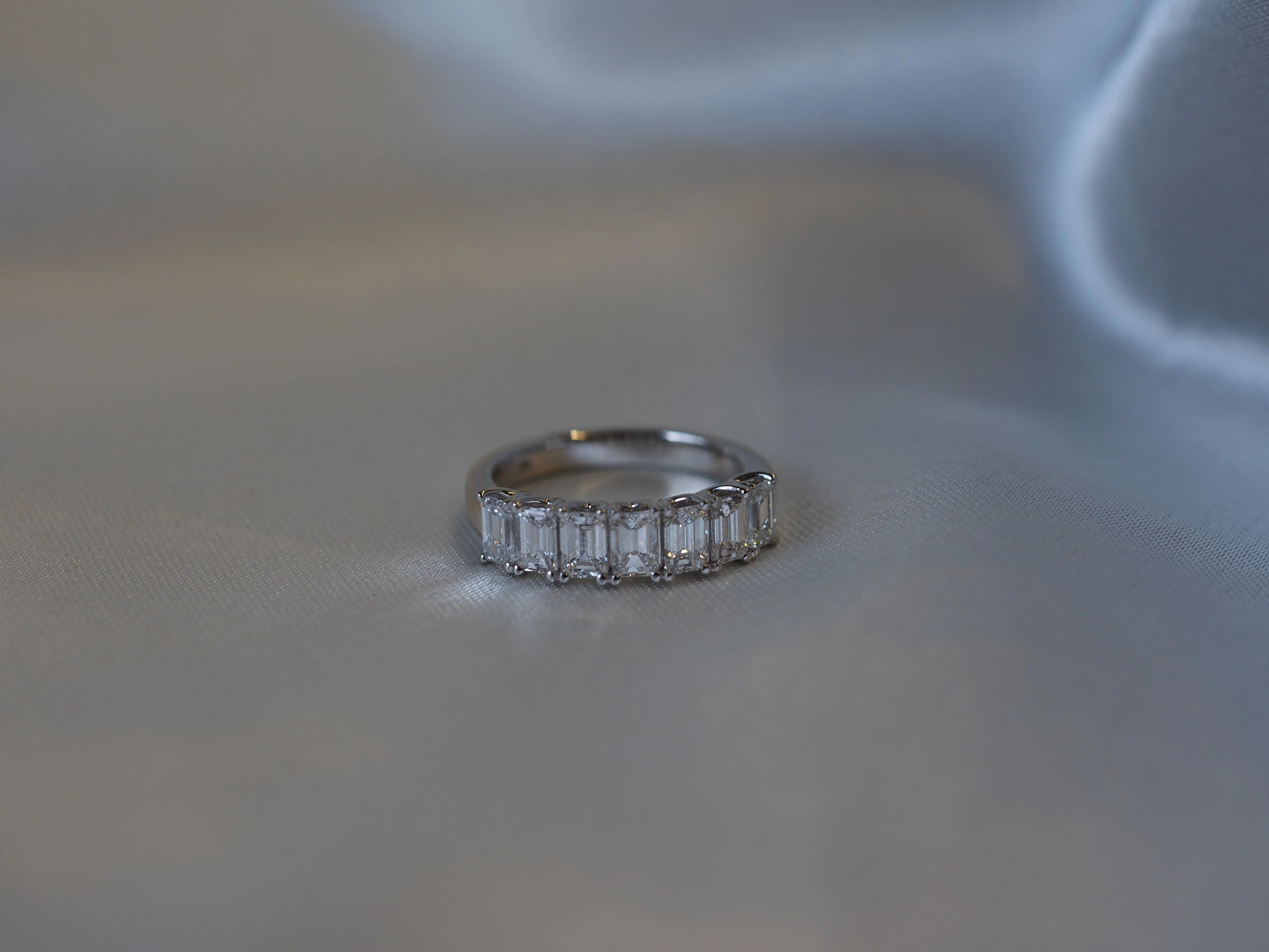 Diamond Baguette Half-Eternity Ring in Platinum - Image 3