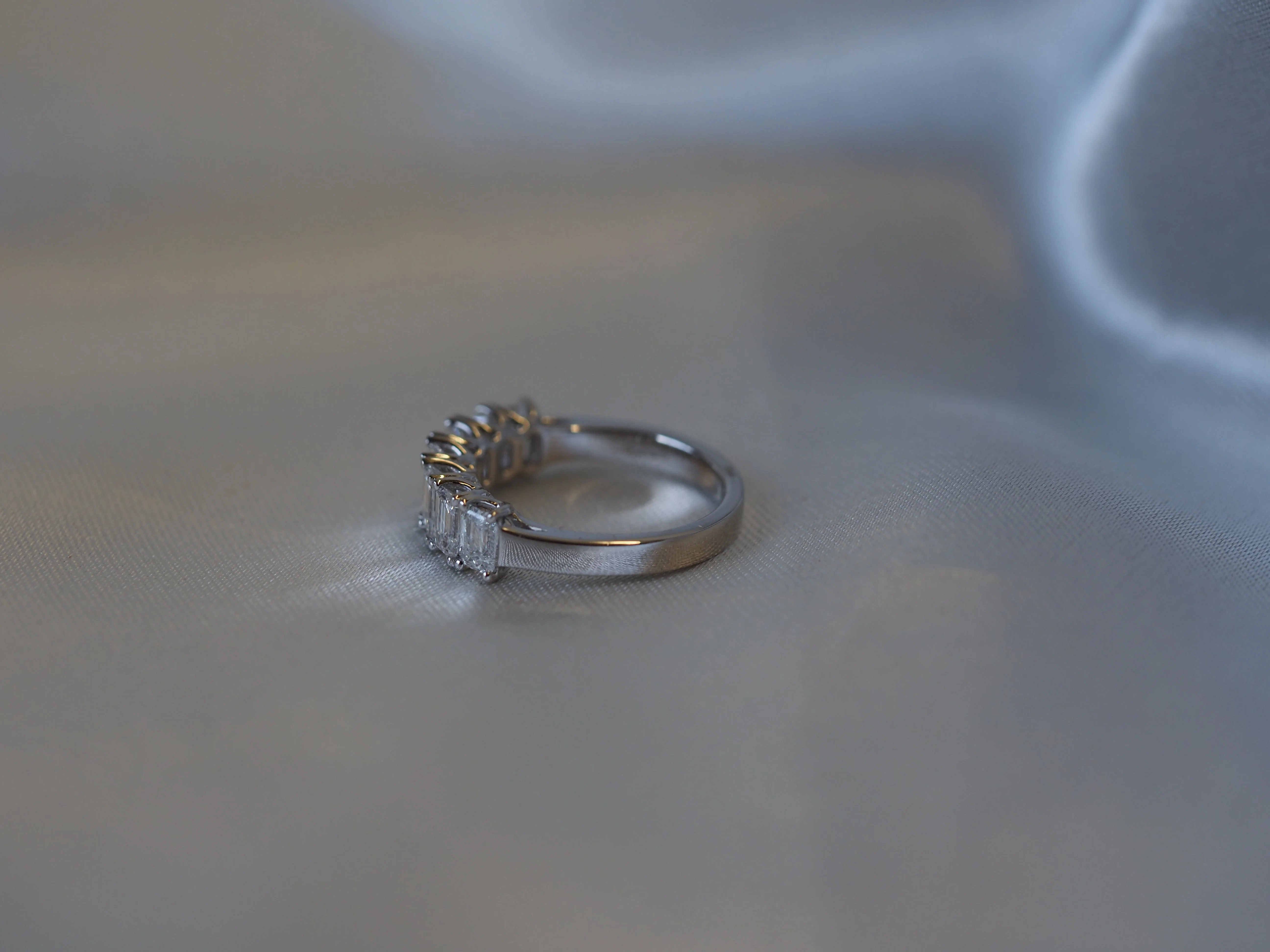 Diamond Baguette Half-Eternity Ring in Platinum - Image 4