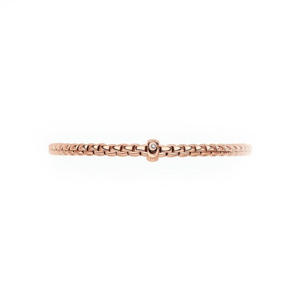 FOPE 18ct Rose Gold Flex'it Eka Bracelet with Diamond-set Rondel - Image 2