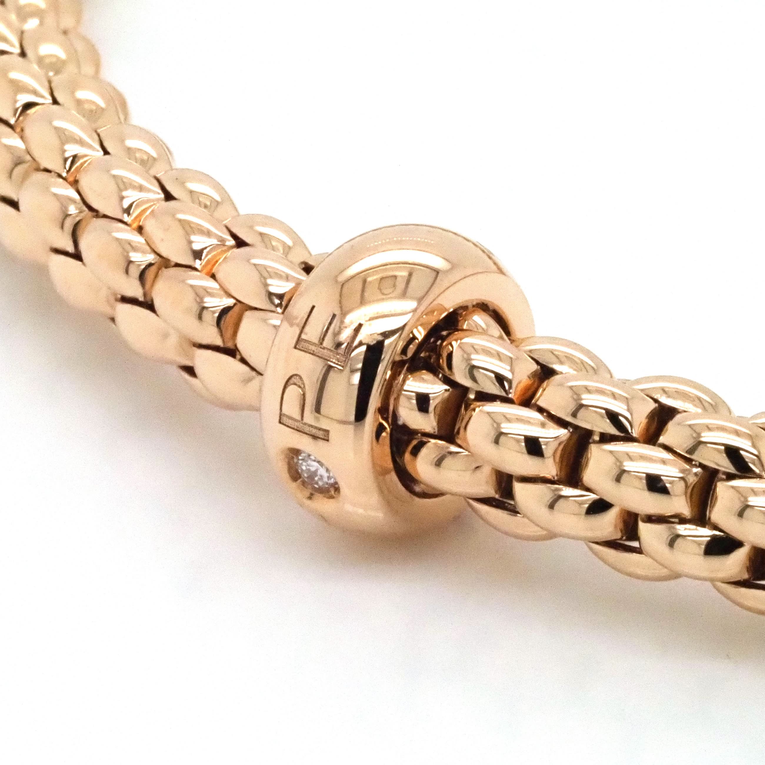 FOPE 18ct Rose Gold Flex'it Bracelet with Diamond-Set Rondel - Image 2