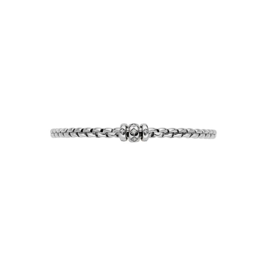 FOPE 18ct White Gold Flex'It Eka Bracelet with Diamond-set Rondels - Image 2